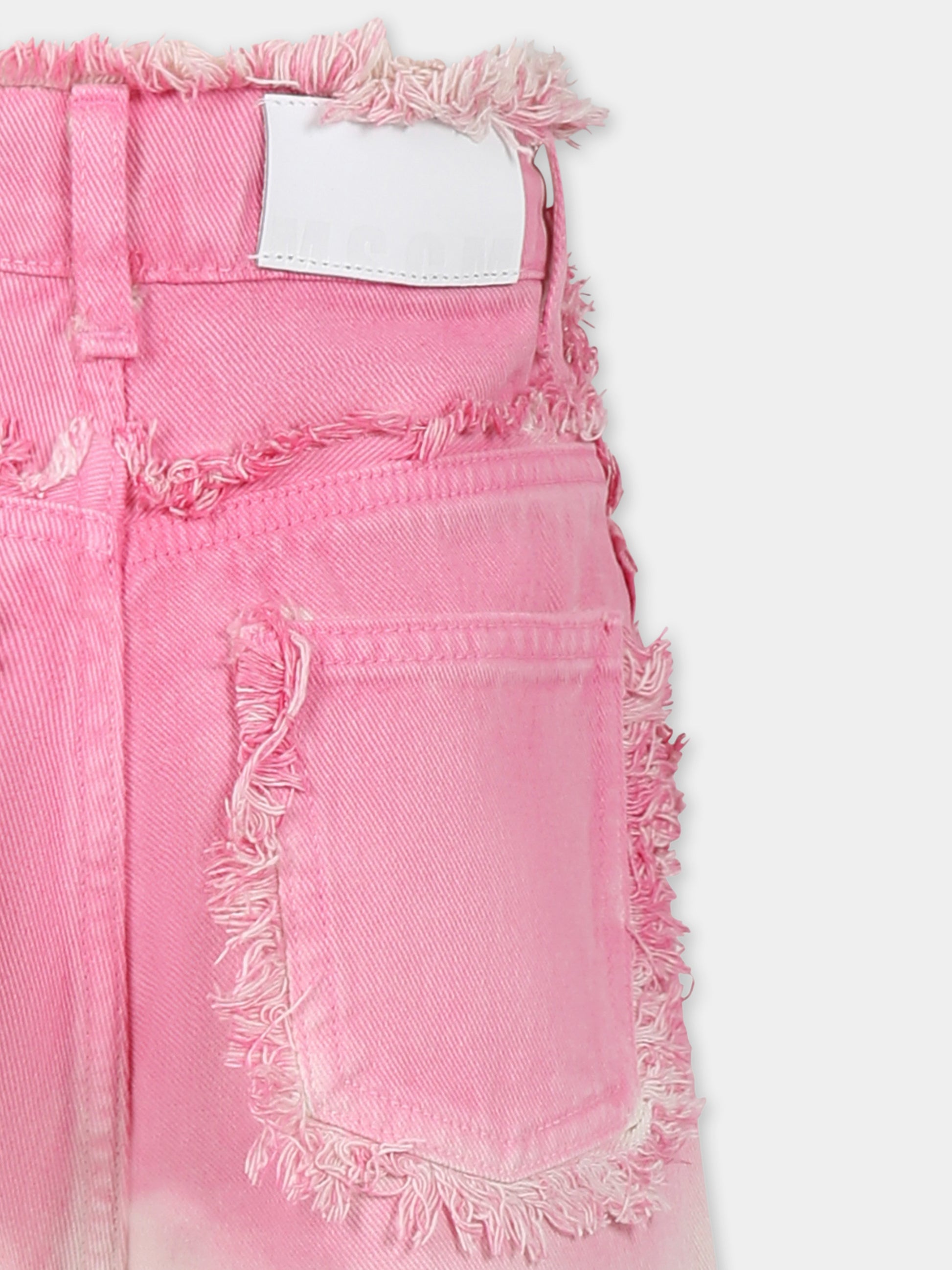 Jeans rosa per bambina con logo,Msgm Kids,S5MSJGDP134 MS003
