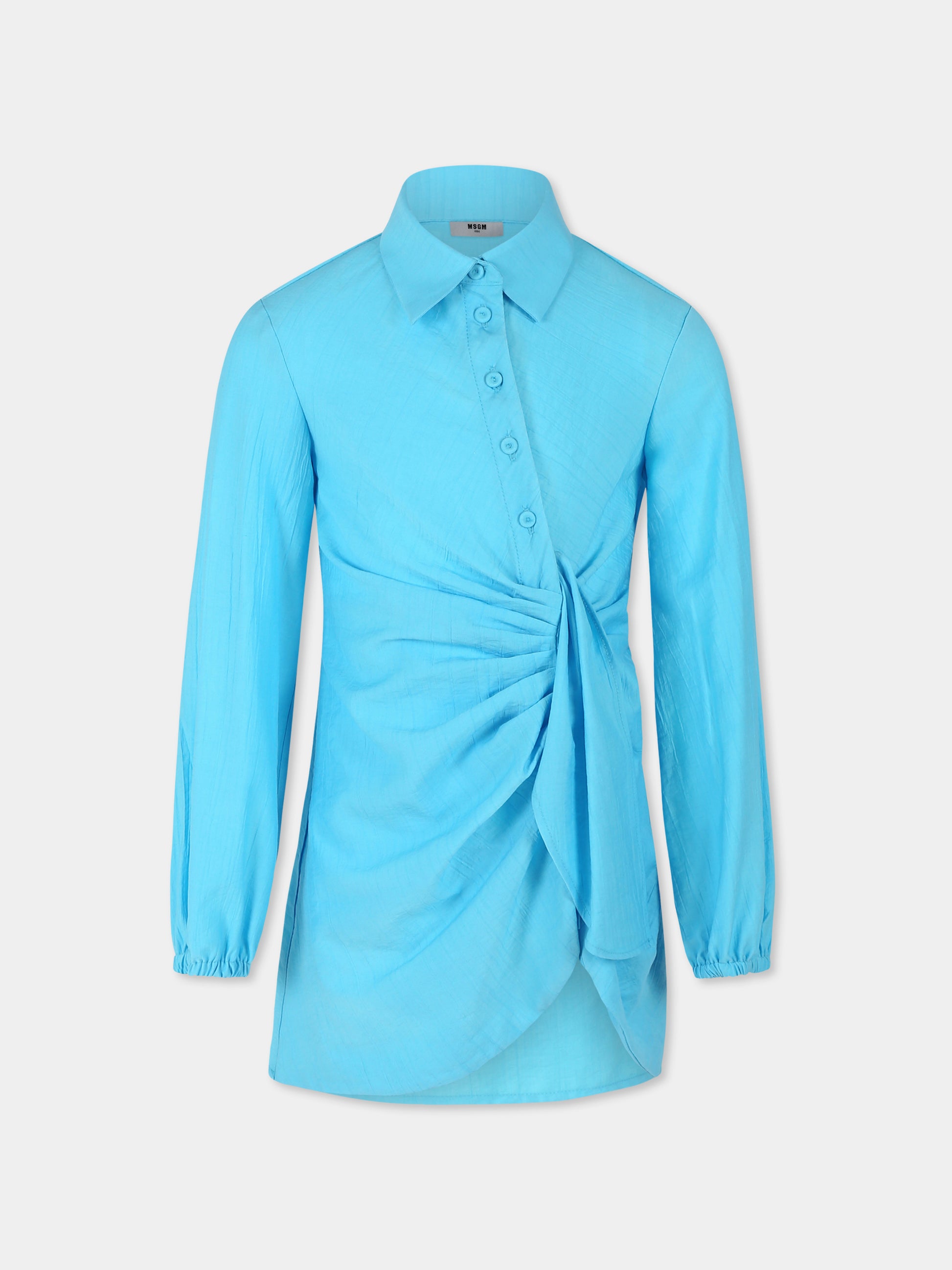 Vestito azzurro per bambina con logo,Msgm Kids,S5MSJGDR147 MS005