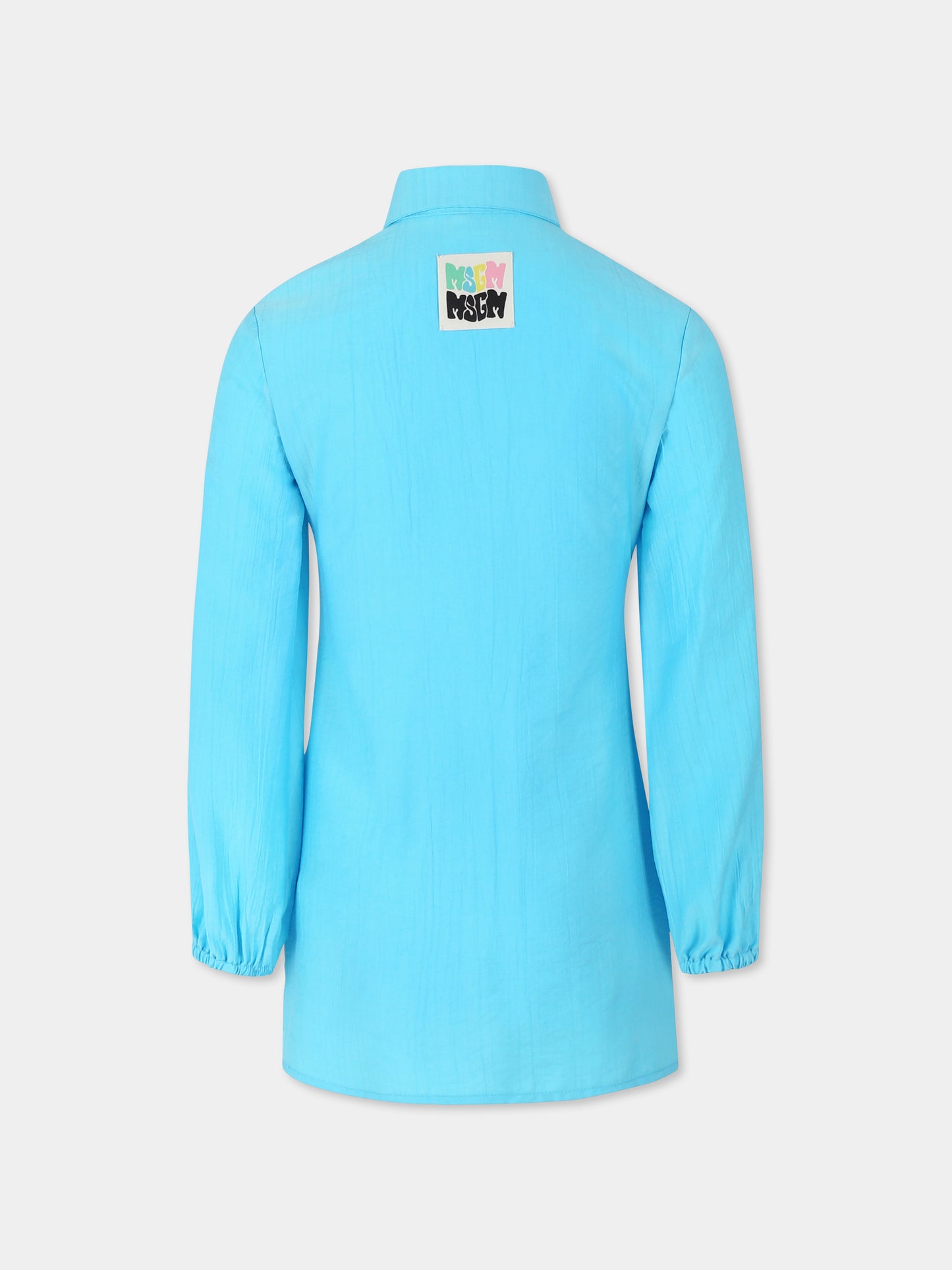 Vestito azzurro per bambina con logo,Msgm Kids,S5MSJGDR147 MS005