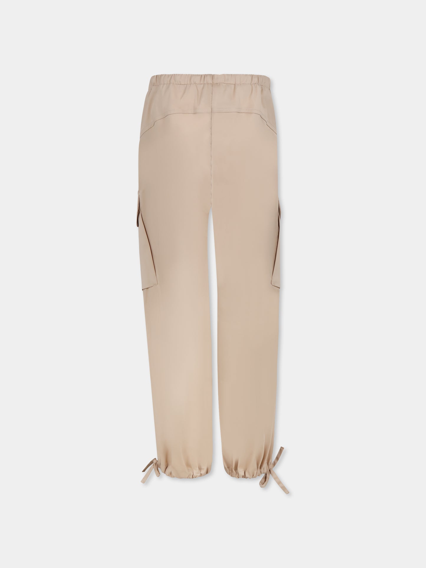 Beige trousers for girl with logo