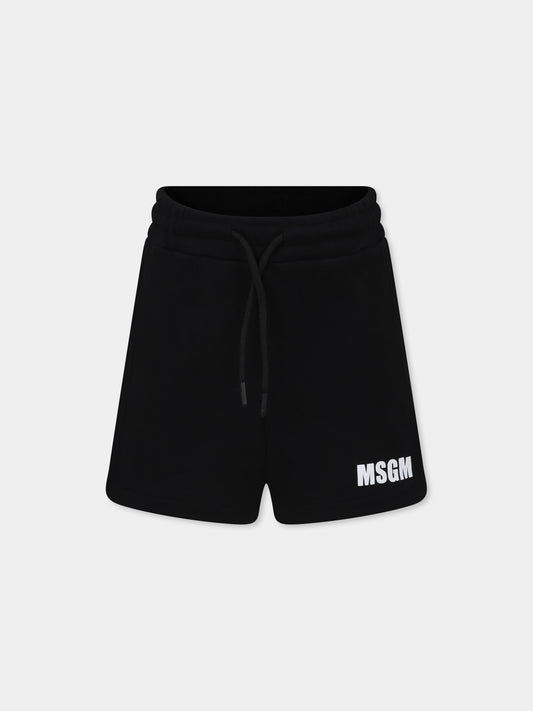 Shorts neri per bambina con logo,Msgm Kids,S5MSJGSH095 110