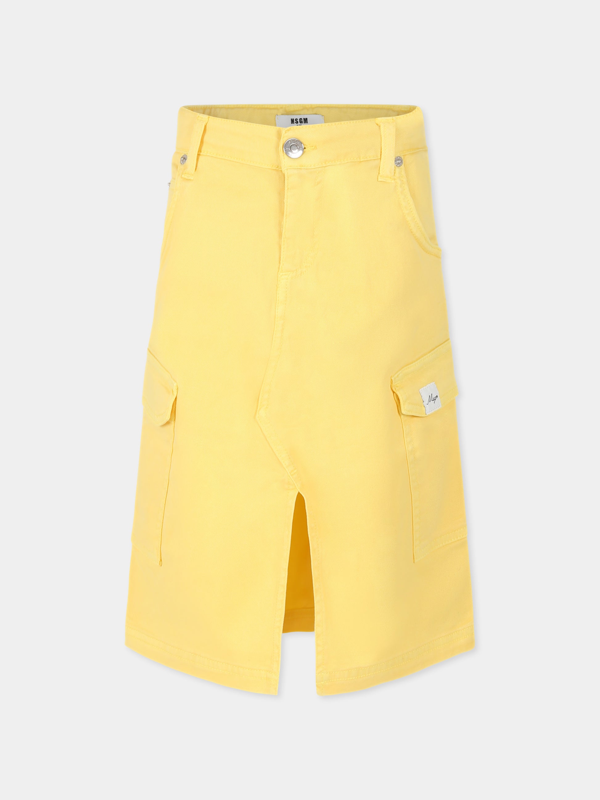 Gonna gialla per bambina con logo,Msgm Kids,S5MSJGSK108 MS009