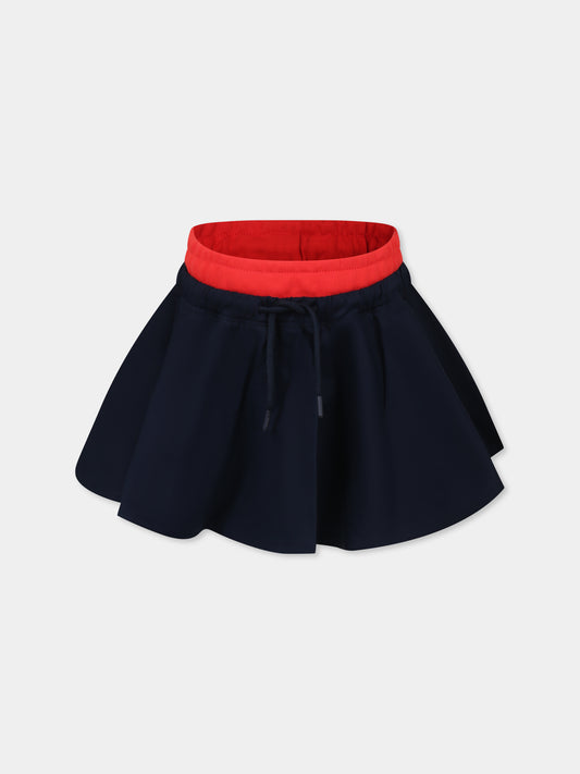 Gonna blu per bambina con logo,Msgm Kids,S5MSJGST264 060