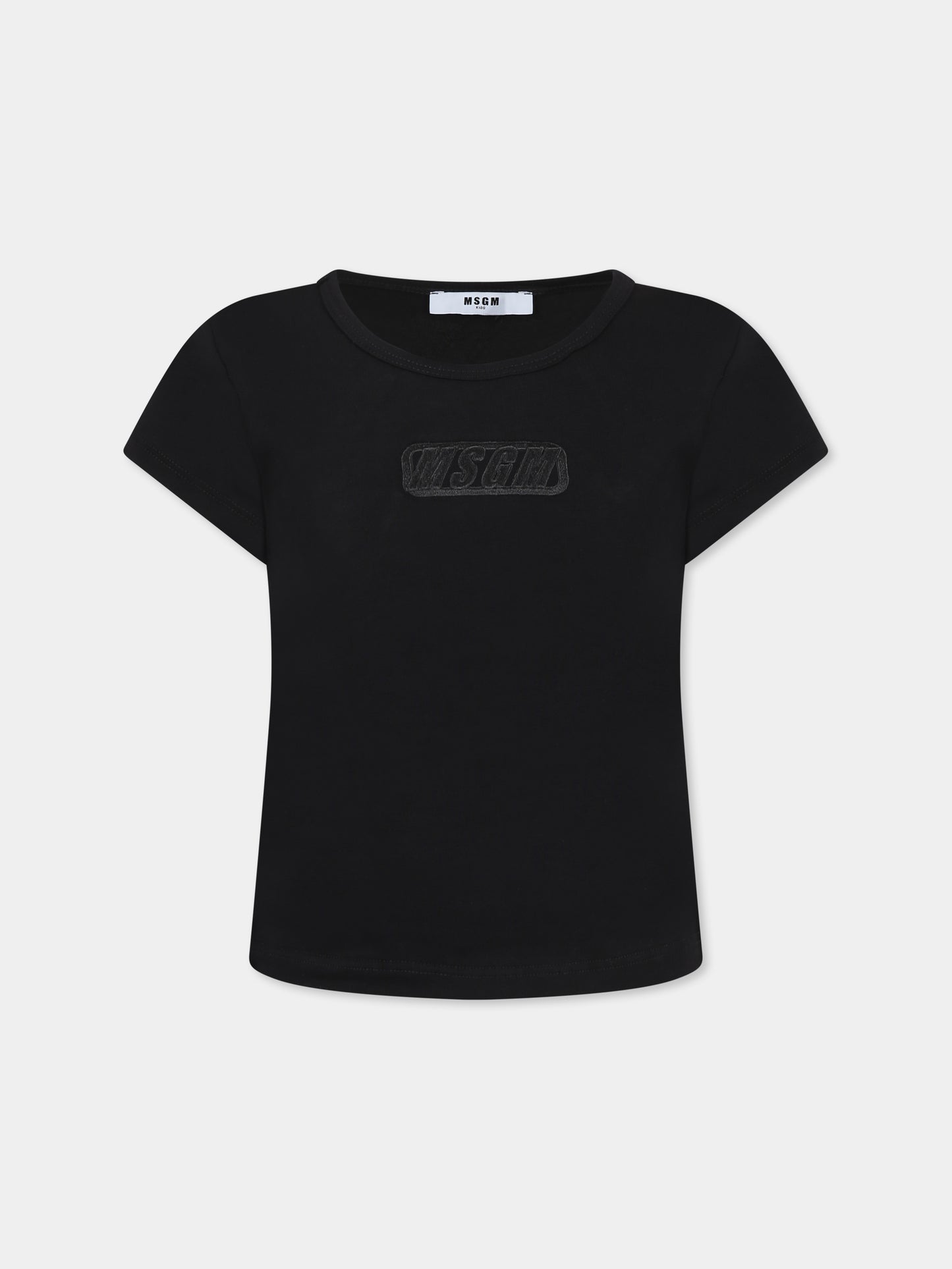 T-shirt nera per bambina con logo,Msgm Kids,S5MSJGTH081 110