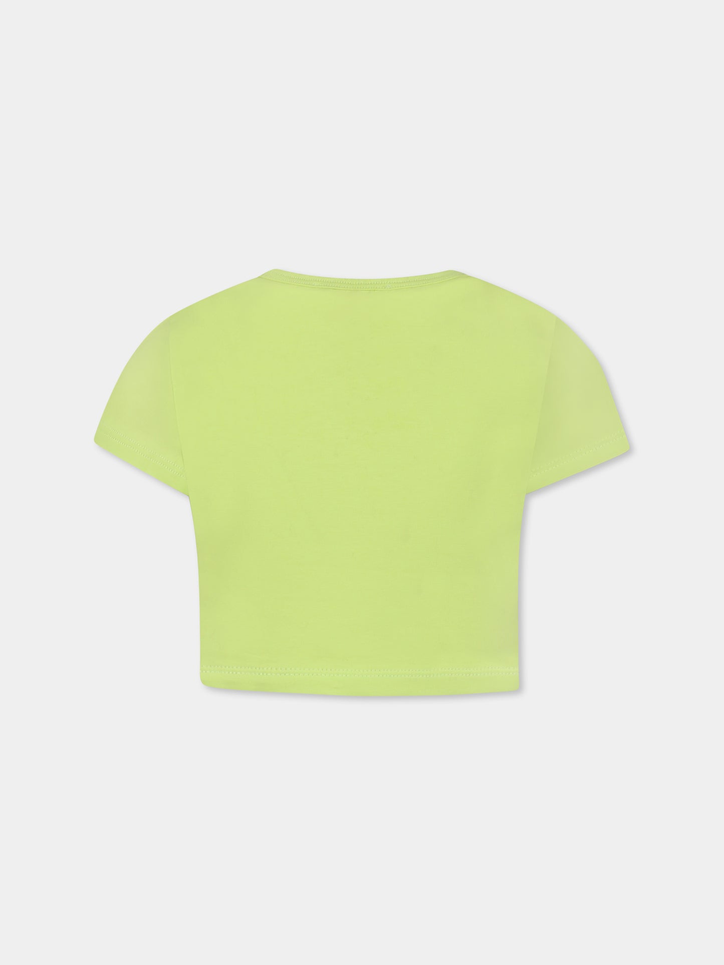 T-shirt crop verde per bambina con logo,Msgm Kids,S5MSJGTH082 086