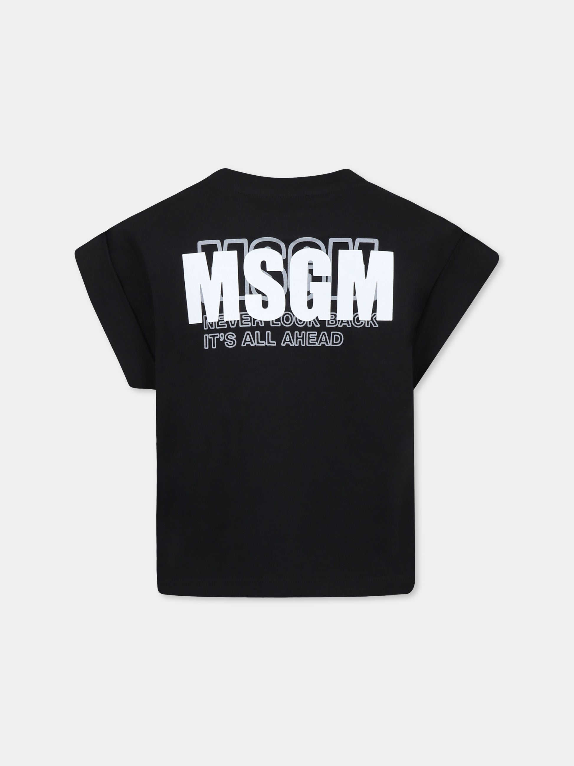 T-shirt nera per bambina con logo,Msgm Kids,S5MSJGTH083 110