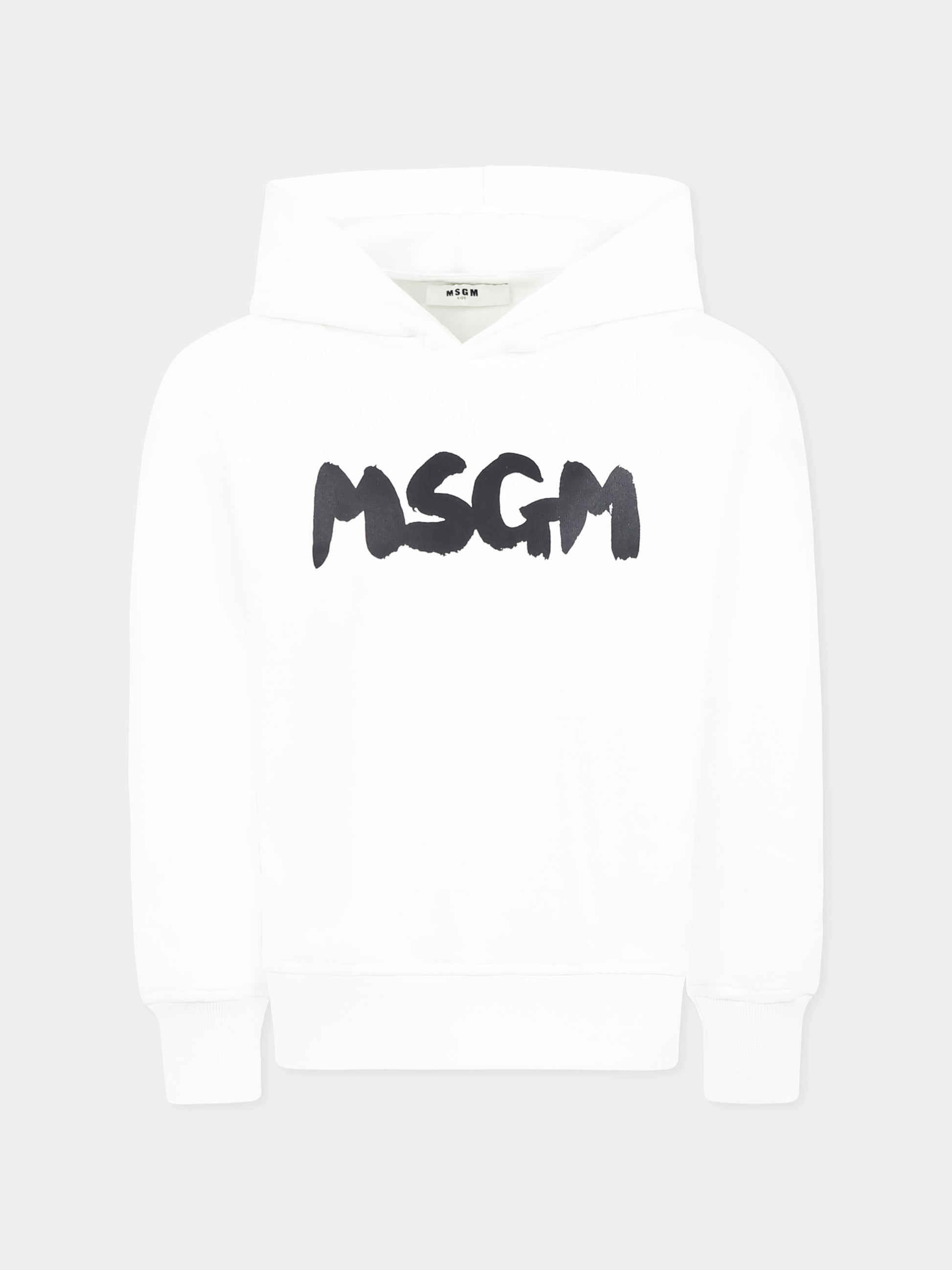 Felpa bianca per bambini con logo,Msgm Kids,S5MSJUHS057 001