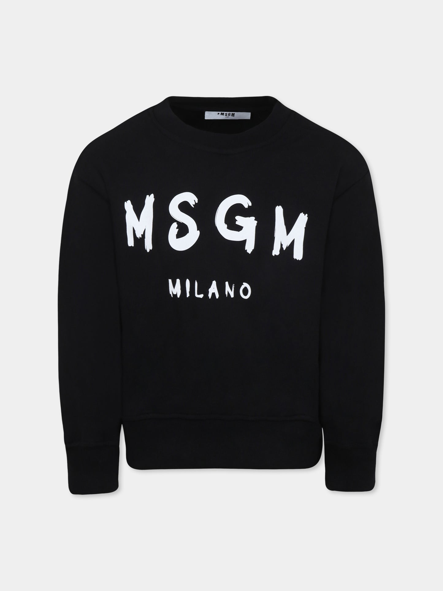 Felpa nera per bambini con logo,Msgm Kids,S5MSJUSW050 110