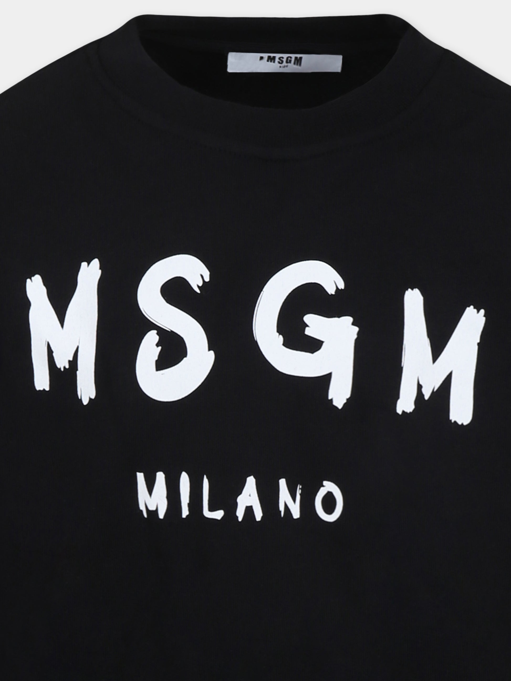 Felpa nera per bambini con logo,Msgm Kids,S5MSJUSW050 110