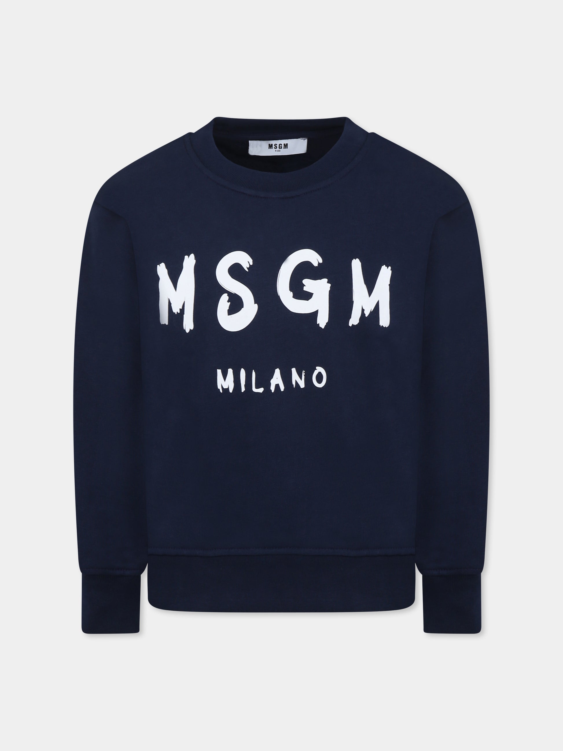 Felpa blu per bambini con logo,Msgm Kids,S5MSJUSW050 060