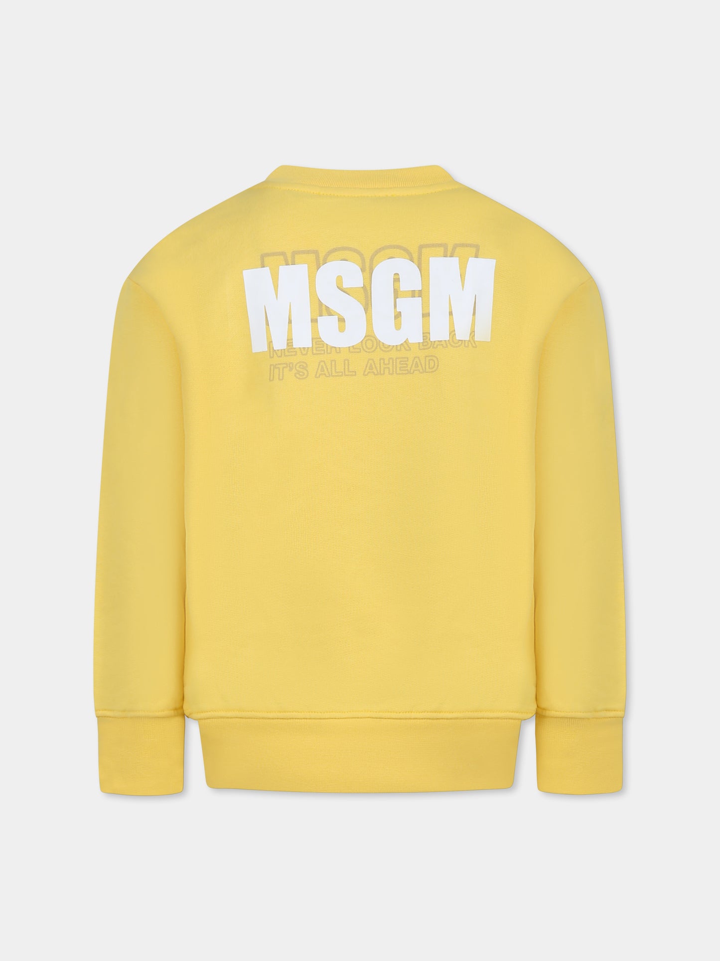 Felpa gialla per bambini con logo e scritta,Msgm Kids,S5MSJUSW054 MS009