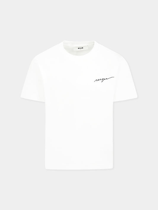White t-shirt for boy with logo