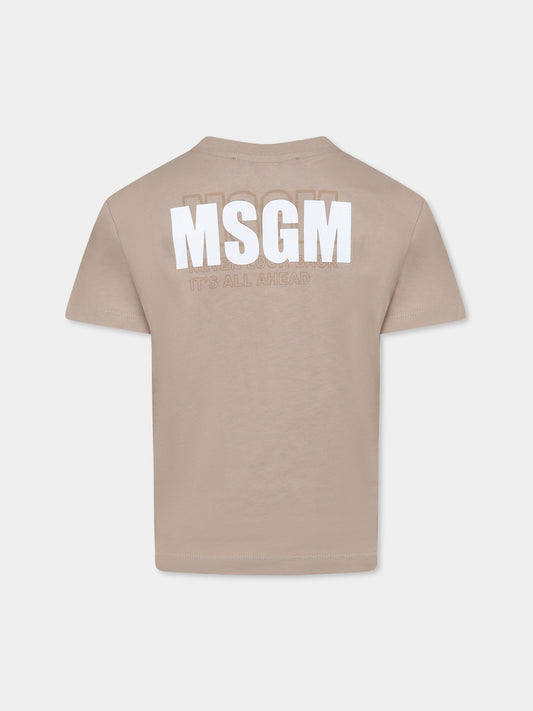 Beige t-shirt for kids with logo