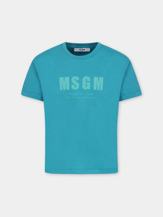 Green t-shirt for kids with logo
