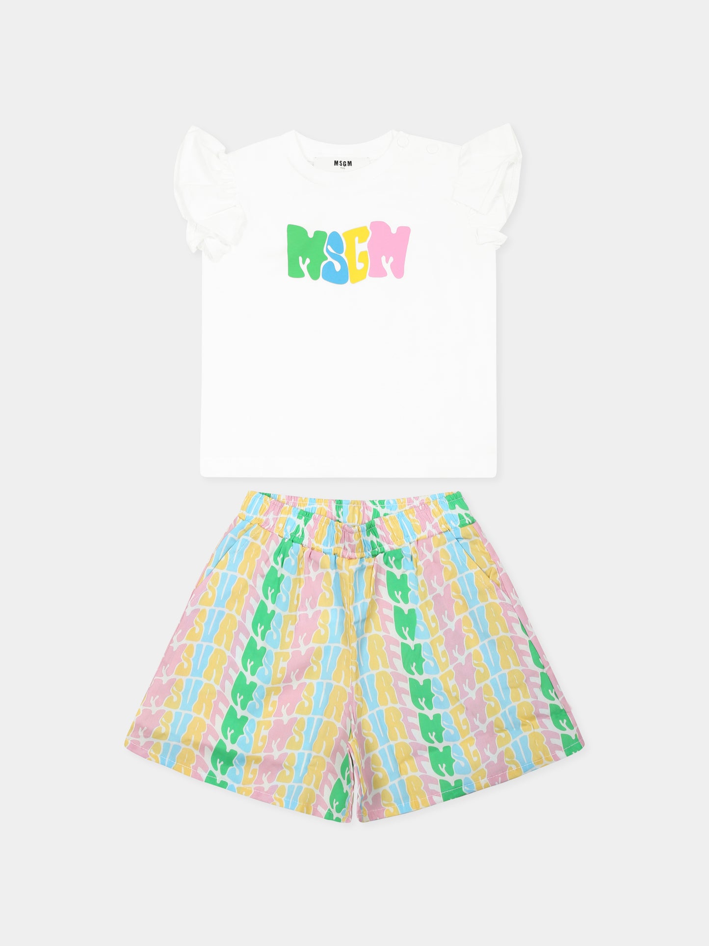 Multicolor suit for baby girl with logo