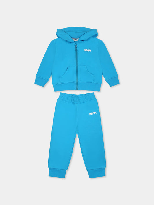 Completo azzurro per neonati con logo,Msgm Kids,S5MSUNSF302 MS011