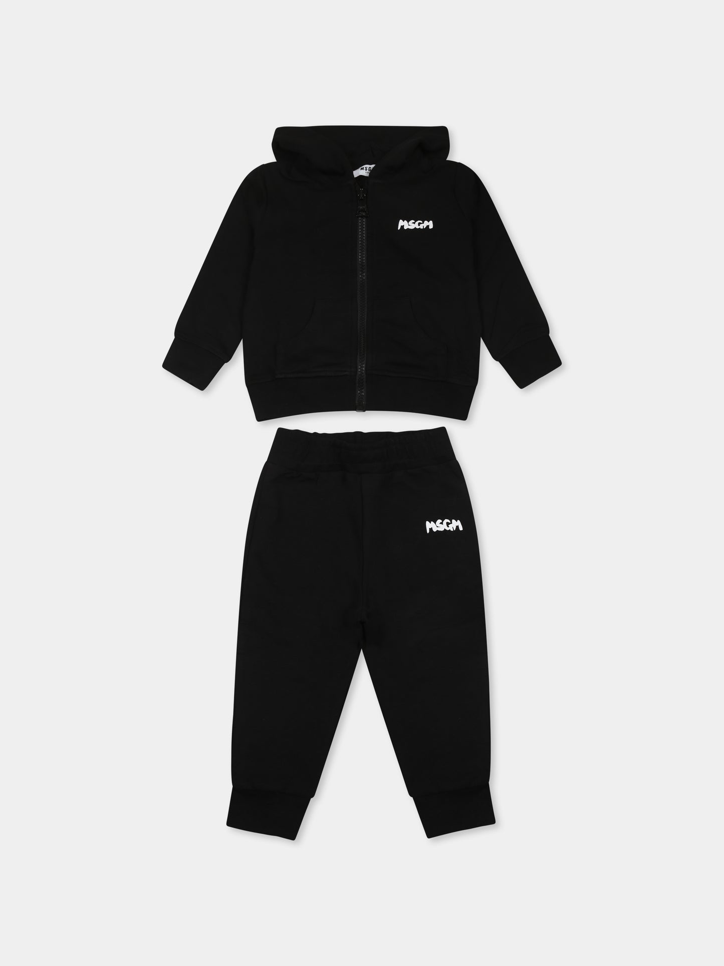 Completo nero per neonati con logo,Msgm Kids,S5MSUNSF302 110