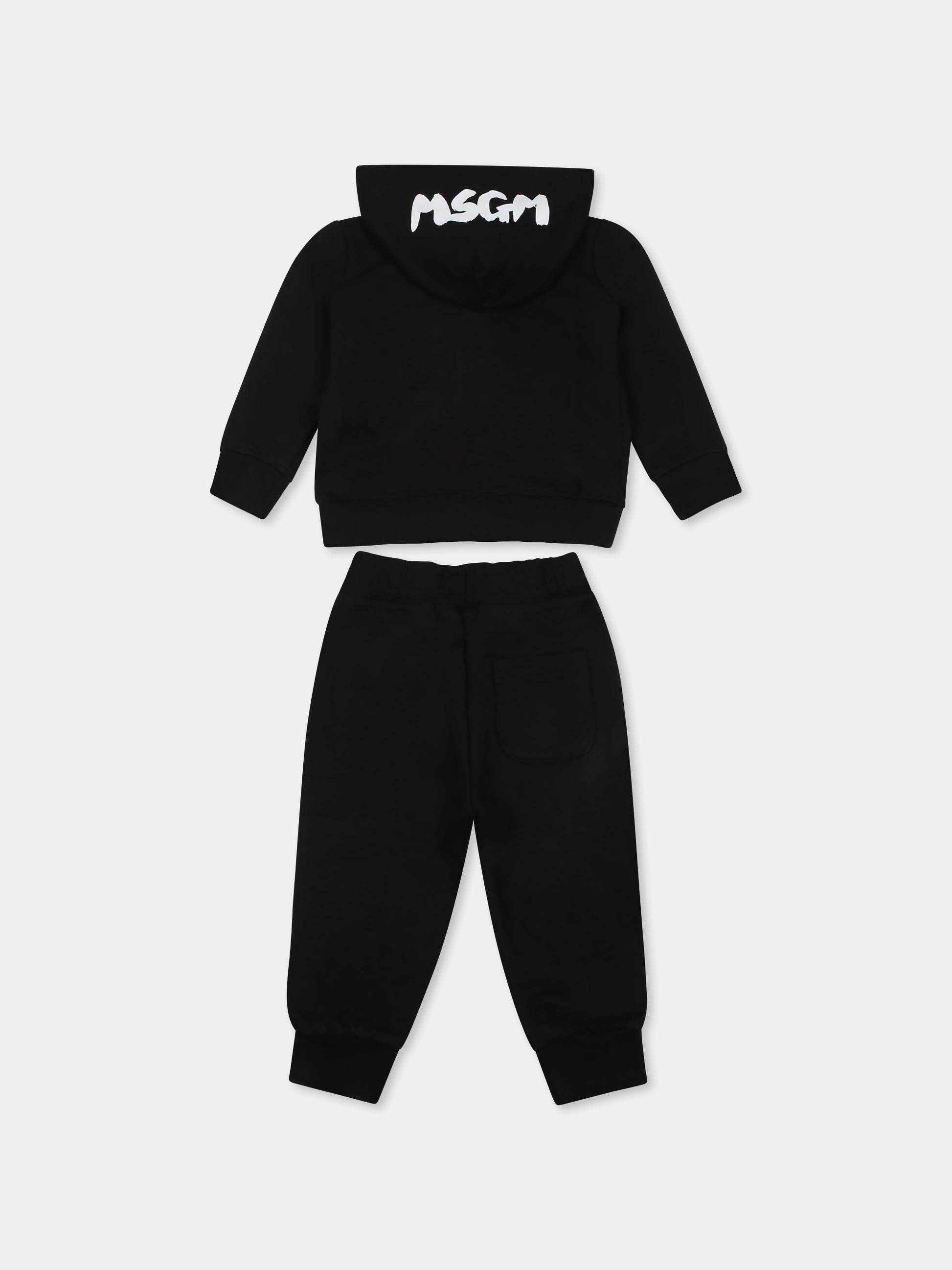Completo nero per neonati con logo,Msgm Kids,S5MSUNSF302 110