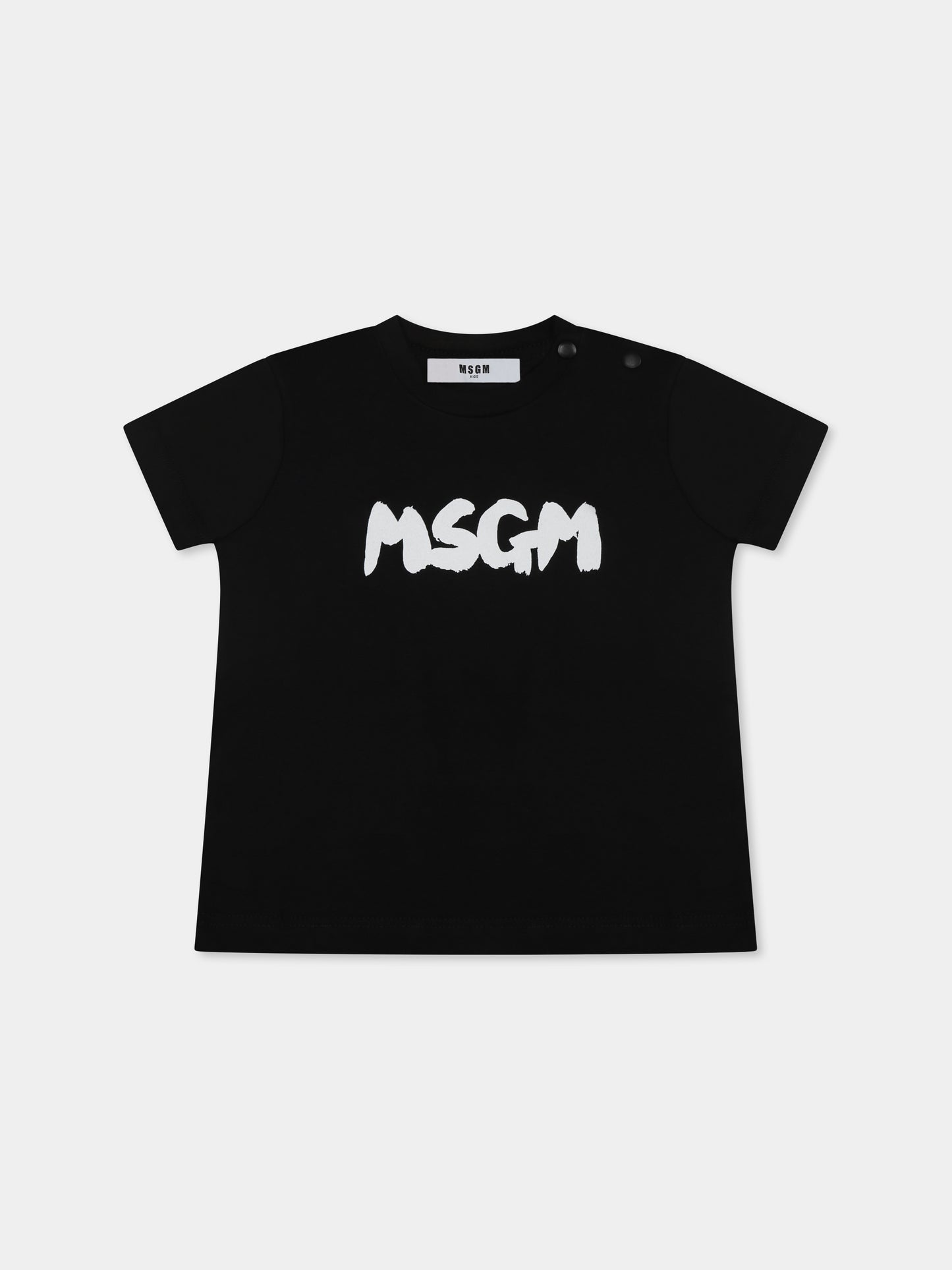 T-shirt nera per neonati con logo,Msgm Kids,S5MSUNTH310 110