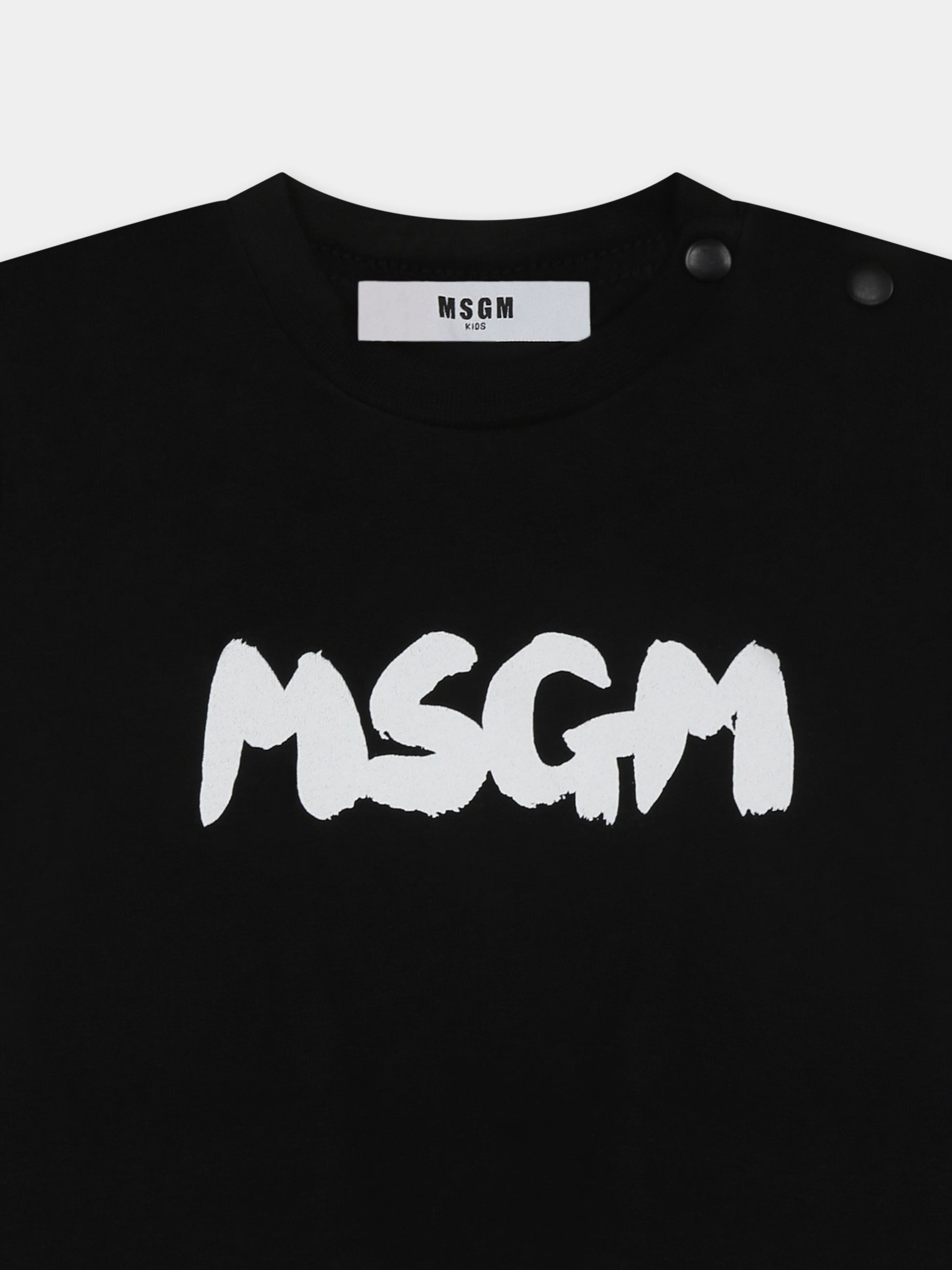 T-shirt nera per neonati con logo,Msgm Kids,S5MSUNTH310 110