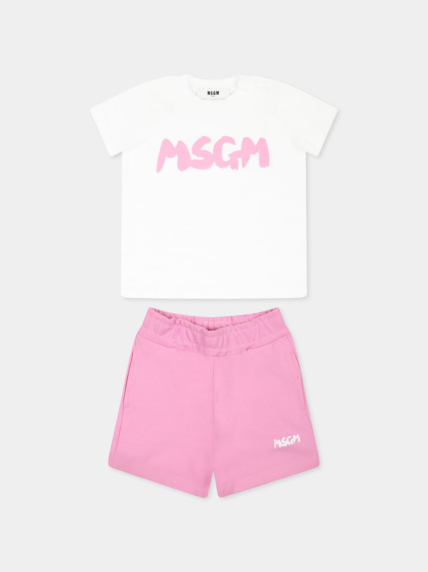 Completo rosa per neonata con logo,Msgm Kids,S5MSUNTR315 MS019