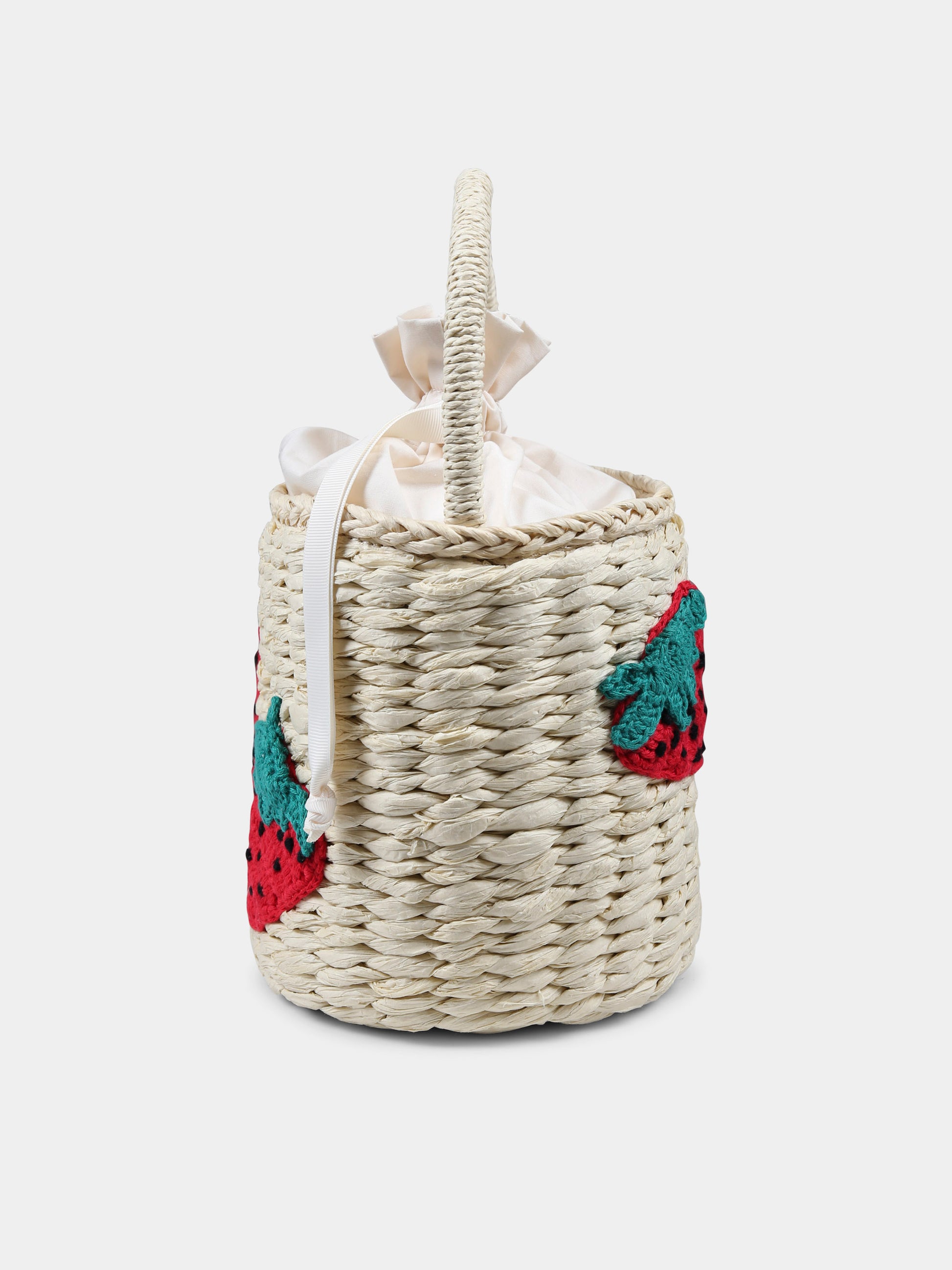 Borsa beige per bambina con fragole,Stella Mccartney Kids,TW0A48 Z2943 999