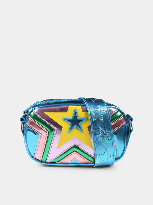 Borsa azzurra per bambina con stella,Stella Mccartney Kids,TW0A78 Z2431 999