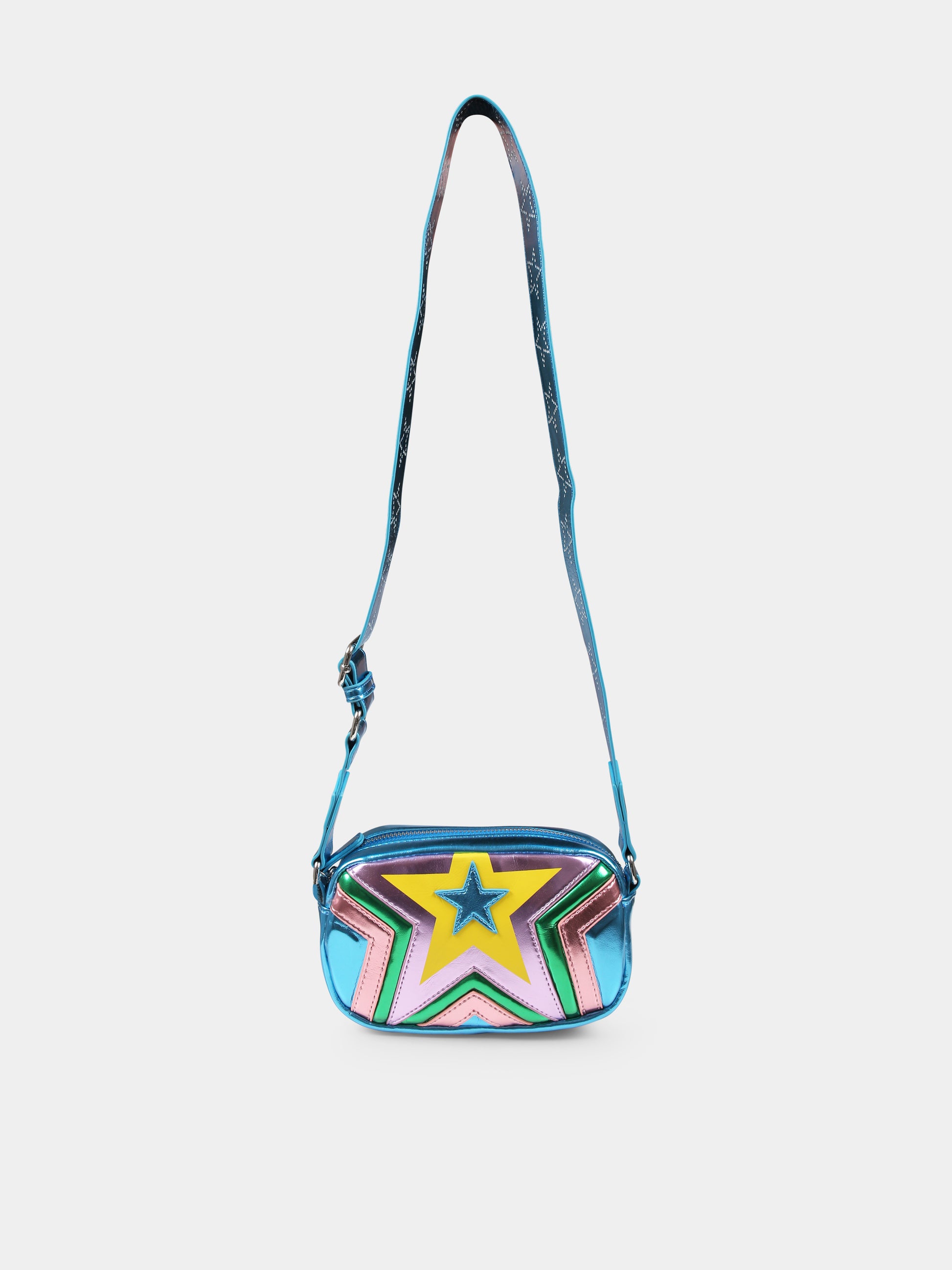 Borsa azzurra per bambina con stella,Stella Mccartney Kids,TW0A78 Z2431 999