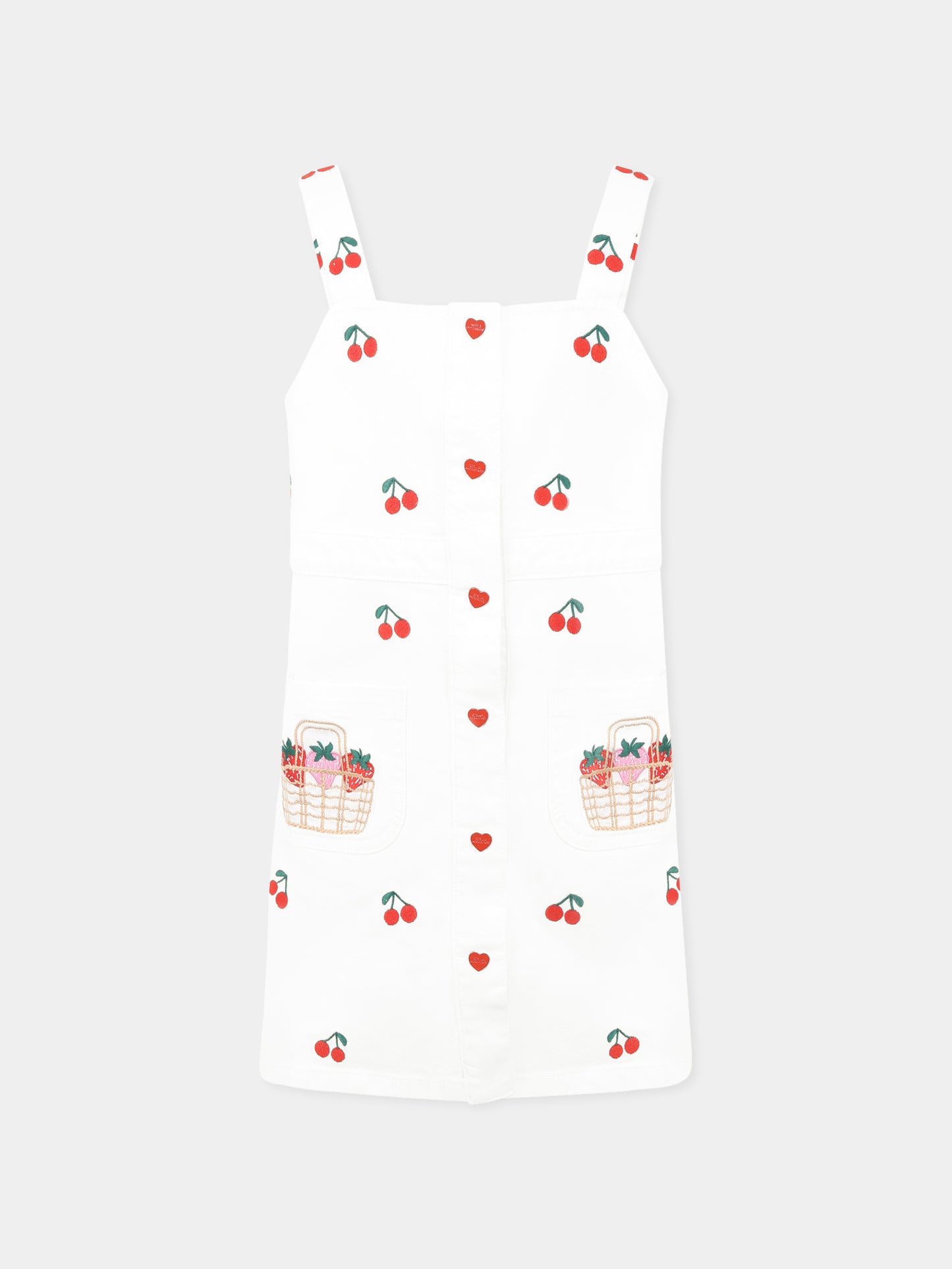 Salopette bianca per bambina con ciliegie all over,Stella Mccartney Kids,TW1B82 Z2573 101EM