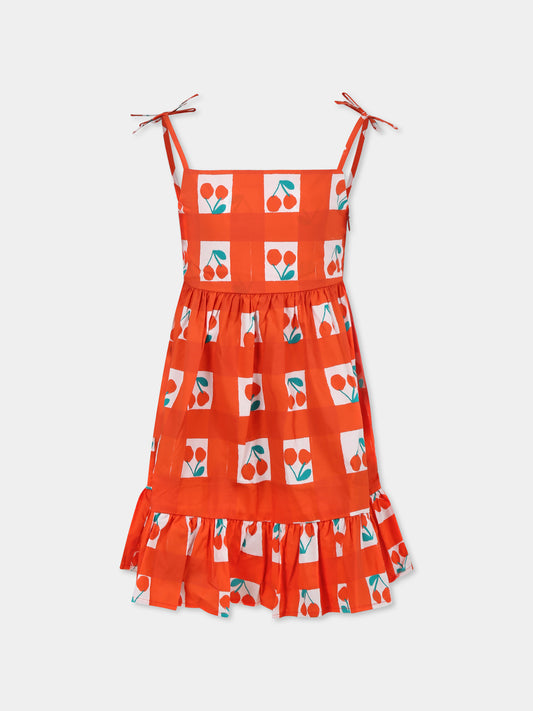 Vestito rosso per bambina con ciliegie,Stella Mccartney Kids,TW1E92 Z2551 421MC