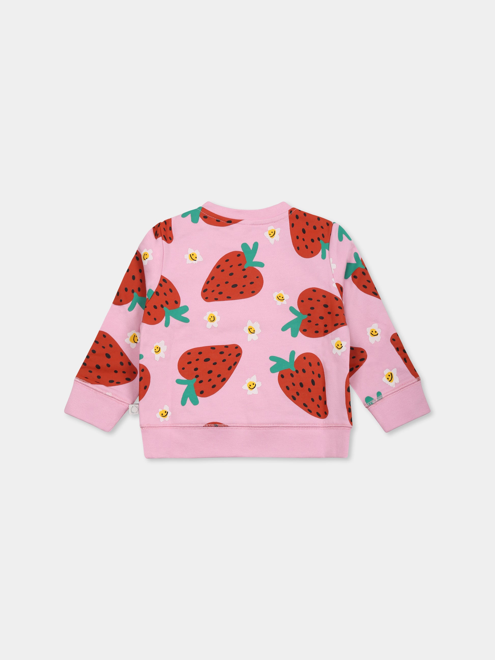 Felpa rosa per neonata con fragole all over,Stella Mccartney Kids,TW4060 Z2727 51CMC
