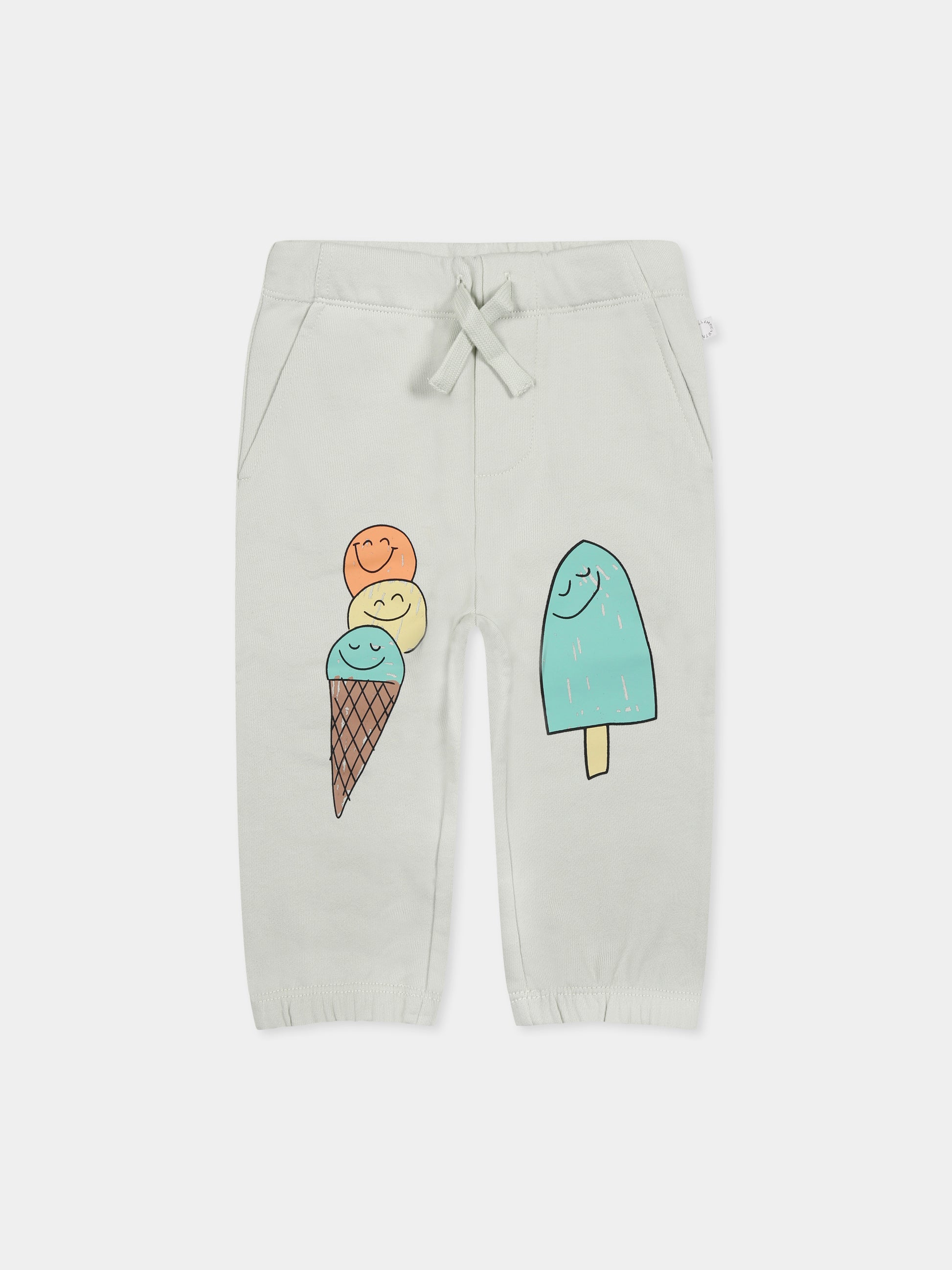 Pantaloni verdi per neonata con gelato e logo,Stella Mccartney Kids,TW6640 Z0499 704