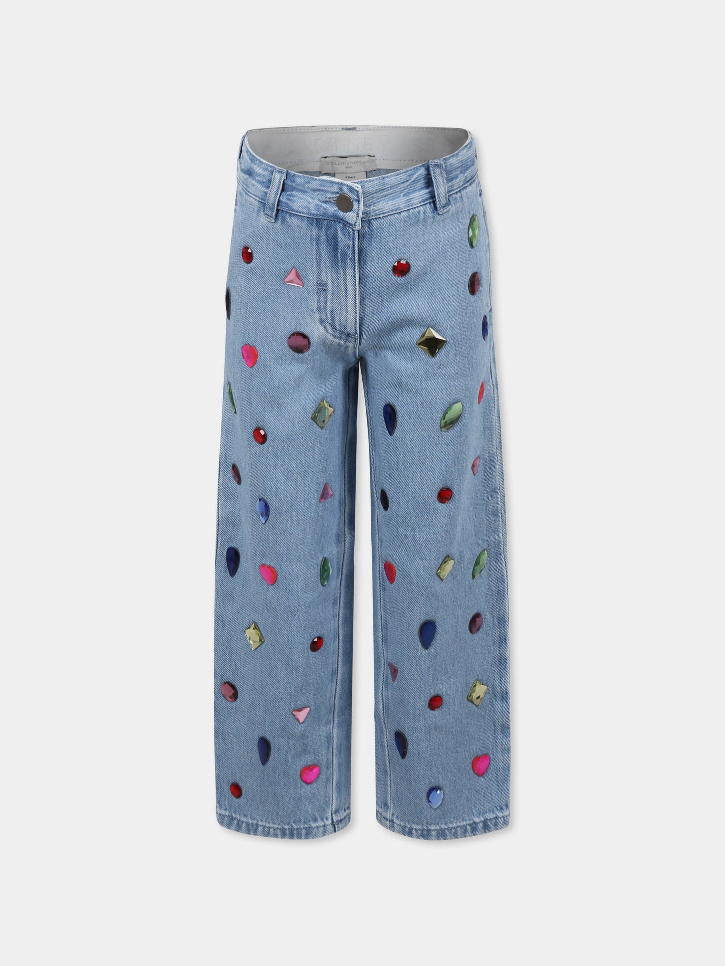 Jeans celesti per bambina con gemme colorate,Stella Mccartney Kids,TW6C20 Z0746 600