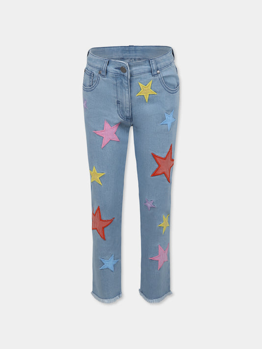 Jeans celesti per bambina con stelle colorate,Stella Mccartney Kids,TW6C80 Z0153 615