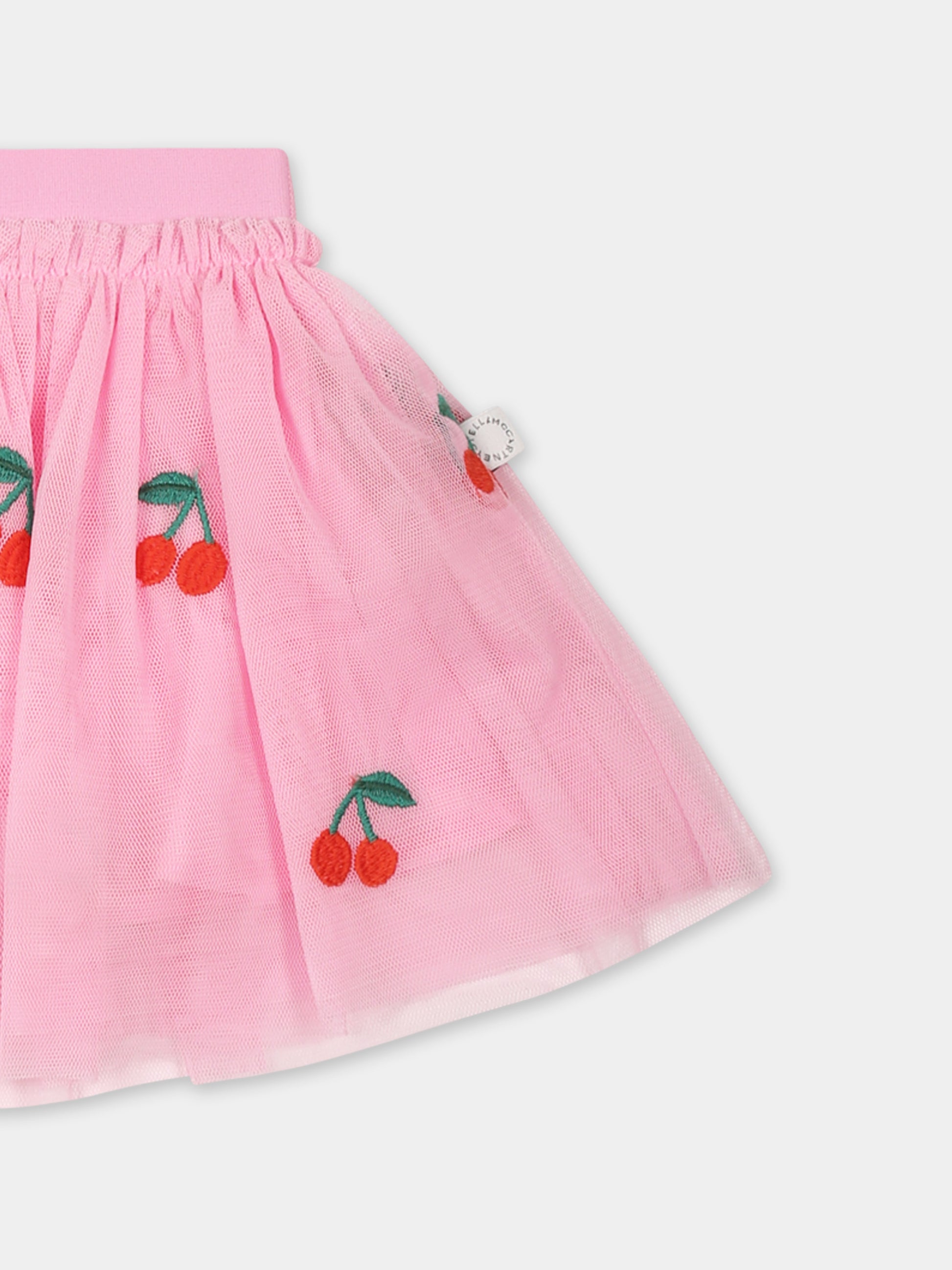 Gonna rosa per neonata con ciliegie all over,Stella Mccartney Kids,TW7011 Z2726 51CEM
