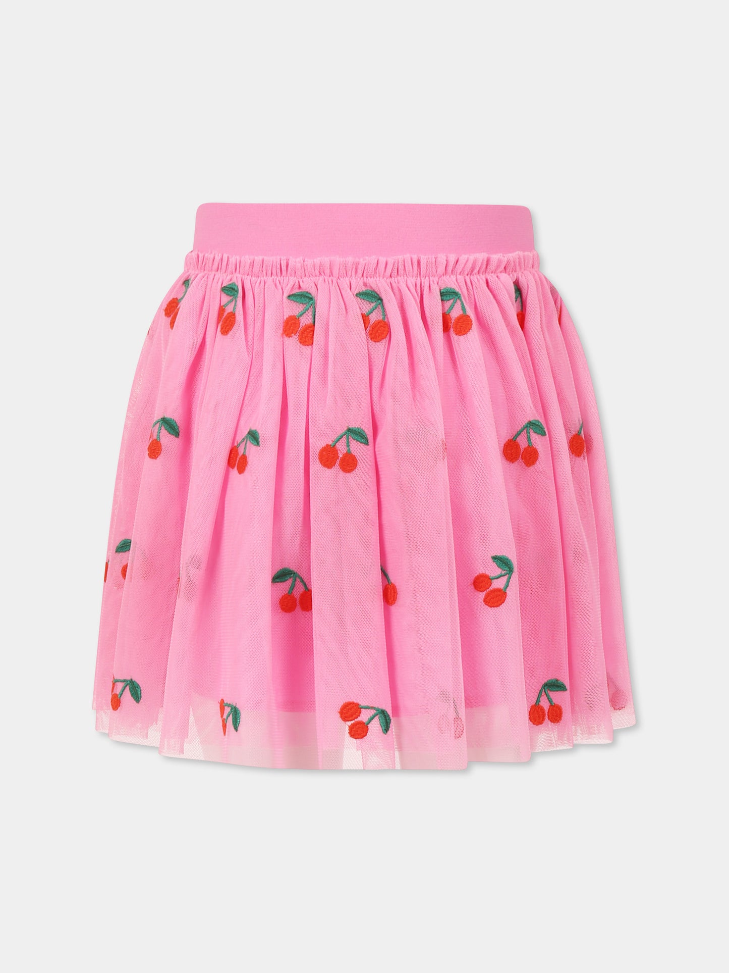 Gonna rosa per bambina con ciliegie all over,Stella Mccartney Kids,TW7B01 Z2611 552EM