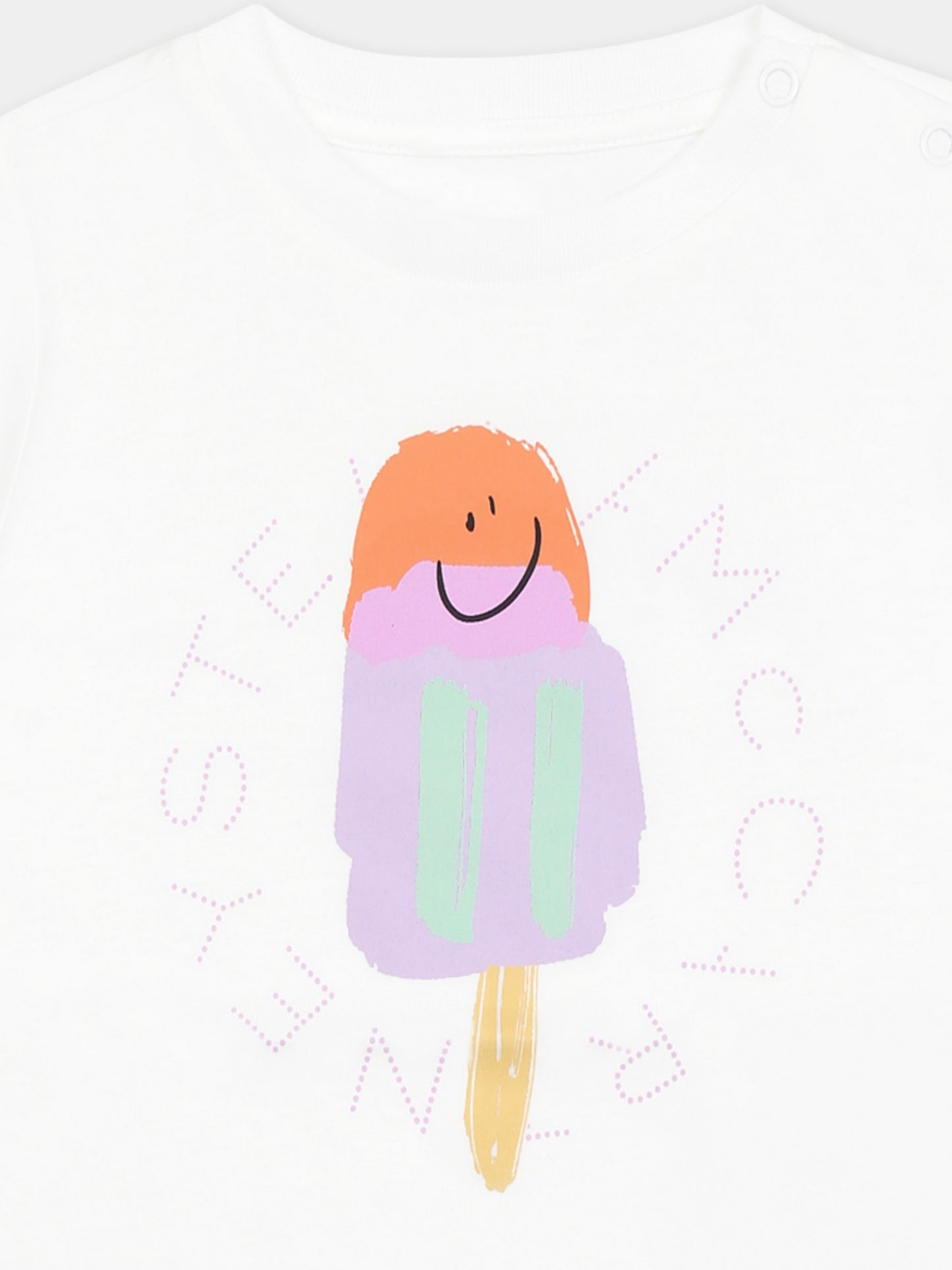 T-shirt bianca per neonata con gelato e logo,Stella Mccartney Kids,TW8161 Z0434 101