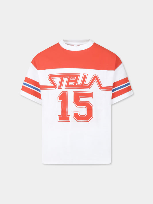 White t-shirt for boy with logo