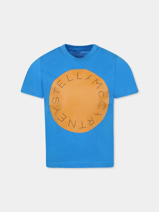T-shirt azzurra per bambino con logo,Stella Mccartney Kids,TW8S41 Z0434 612