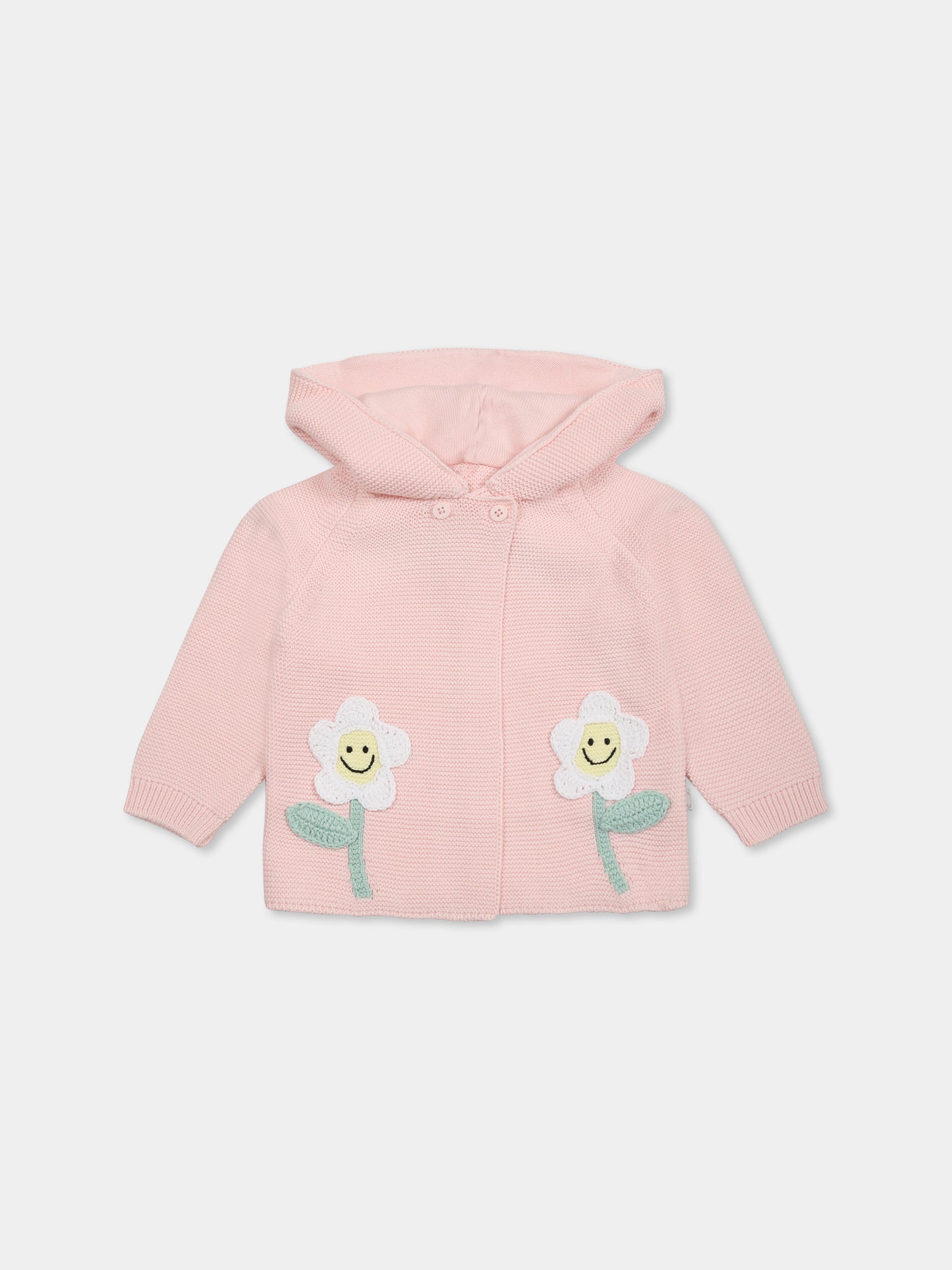 Pink cardigan for baby girl with flowers