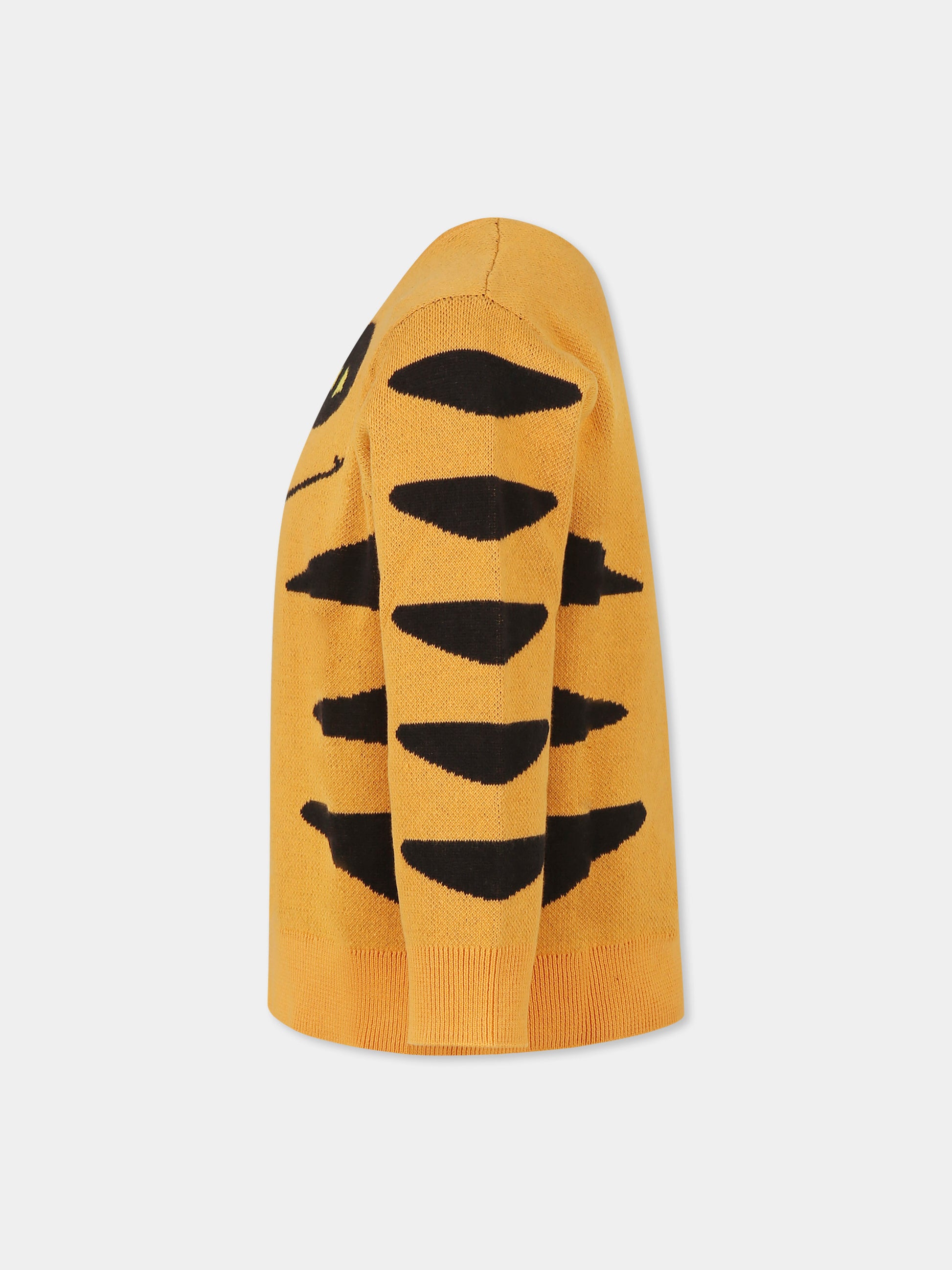 Maglione arancione per bambino con gatto,Stella Mccartney Kids,TW9P10 Z1876 465