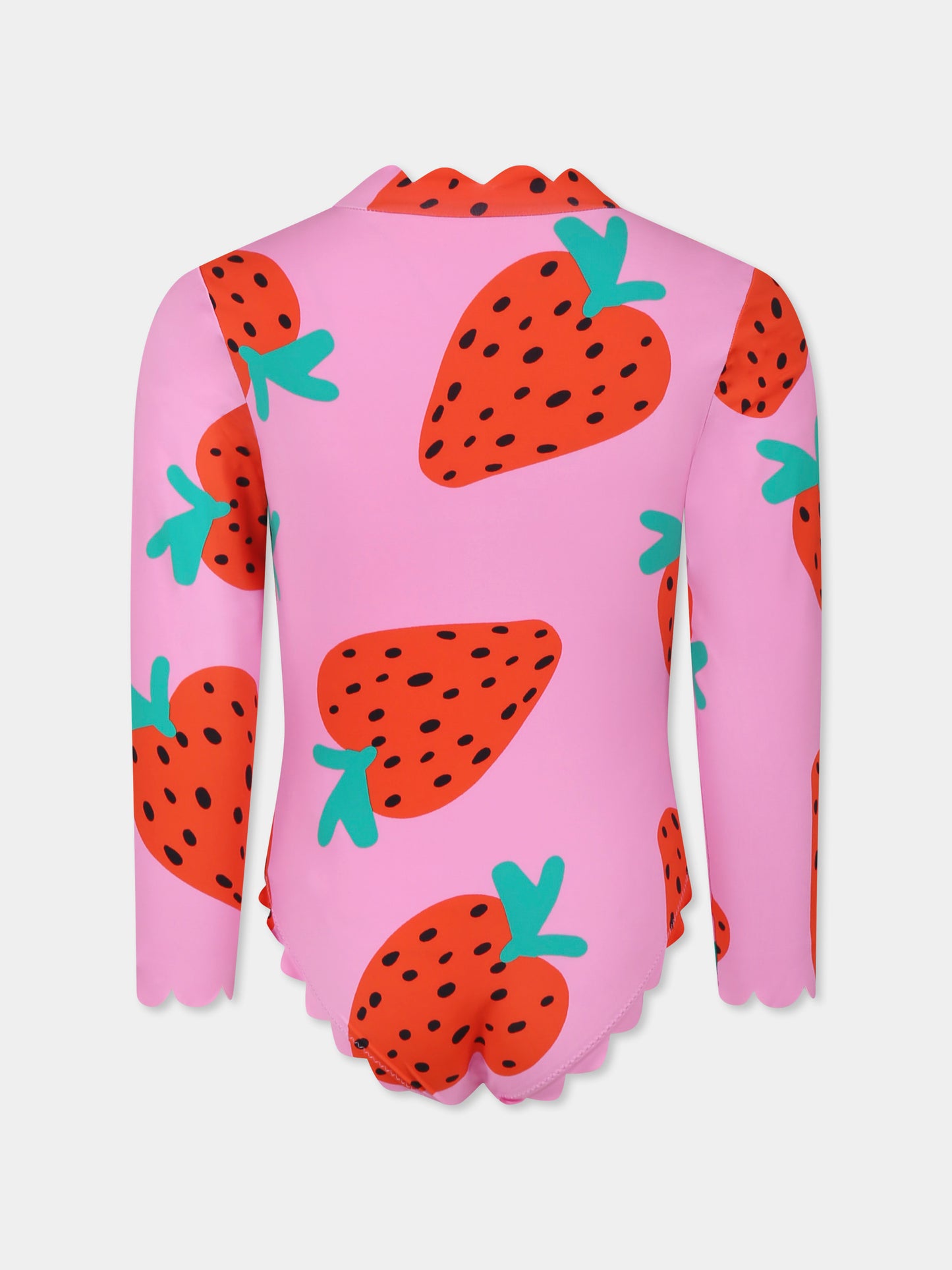 Costume intero rosa per bambina con fragole all over,Stella Mccartney Kids,TWCB79 Z2689 552MC