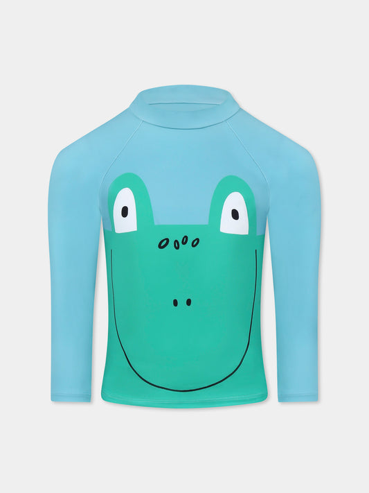 T-shirt Anti UV verde per bambino con rana,Stella Mccartney Kids,TWCP02 Z0157 60I