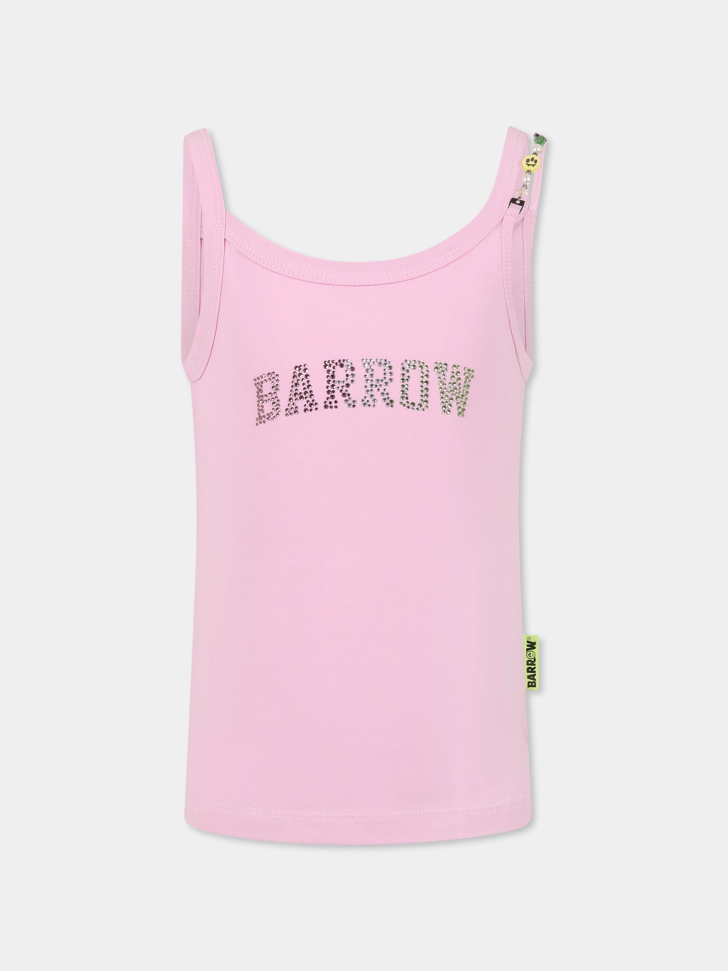Canotta rosa per bambina con logo e strass,Barrow,S5BKJGTA103 BW014