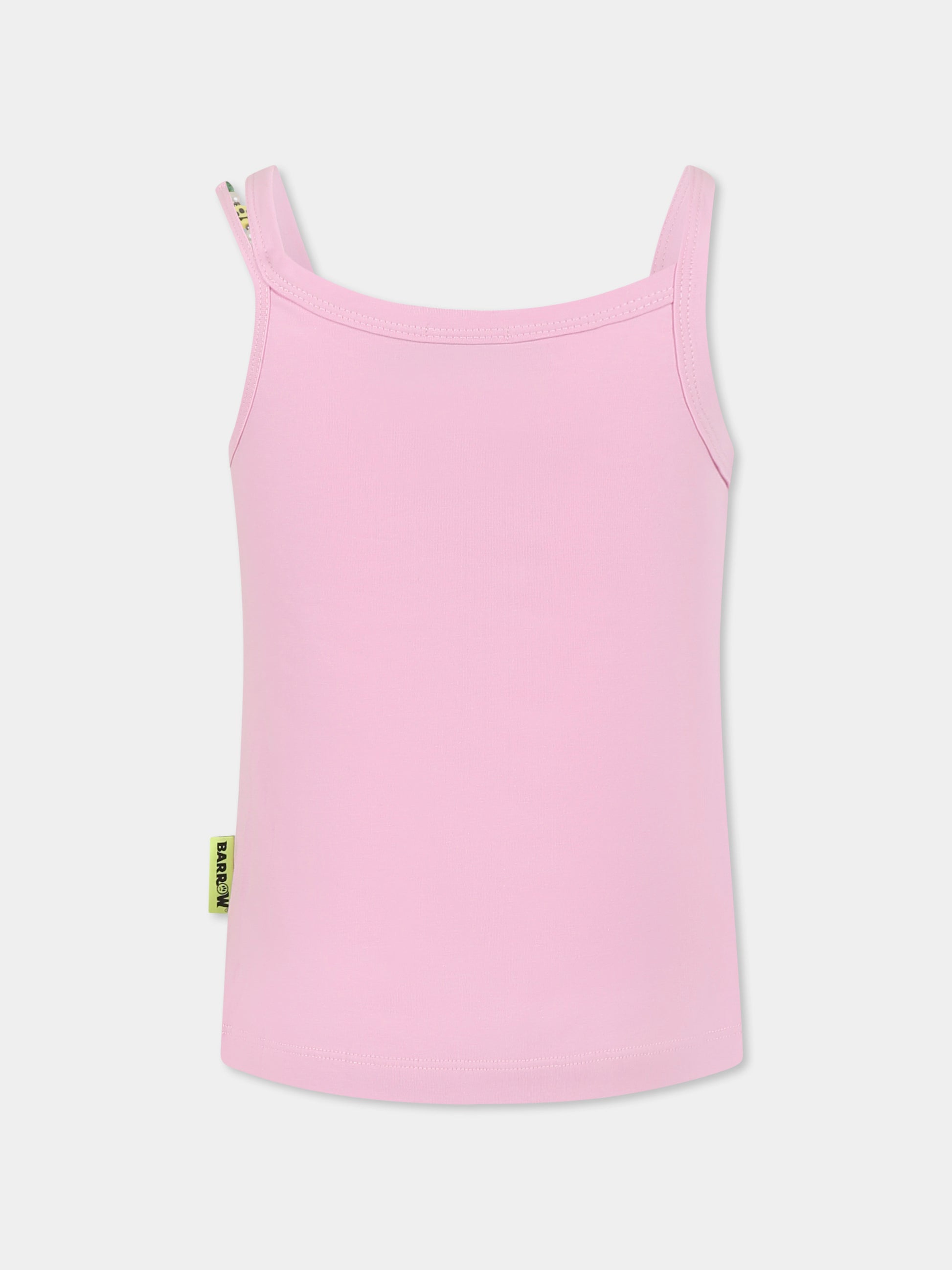 Canotta rosa per bambina con logo e strass,Barrow,S5BKJGTA103 BW014
