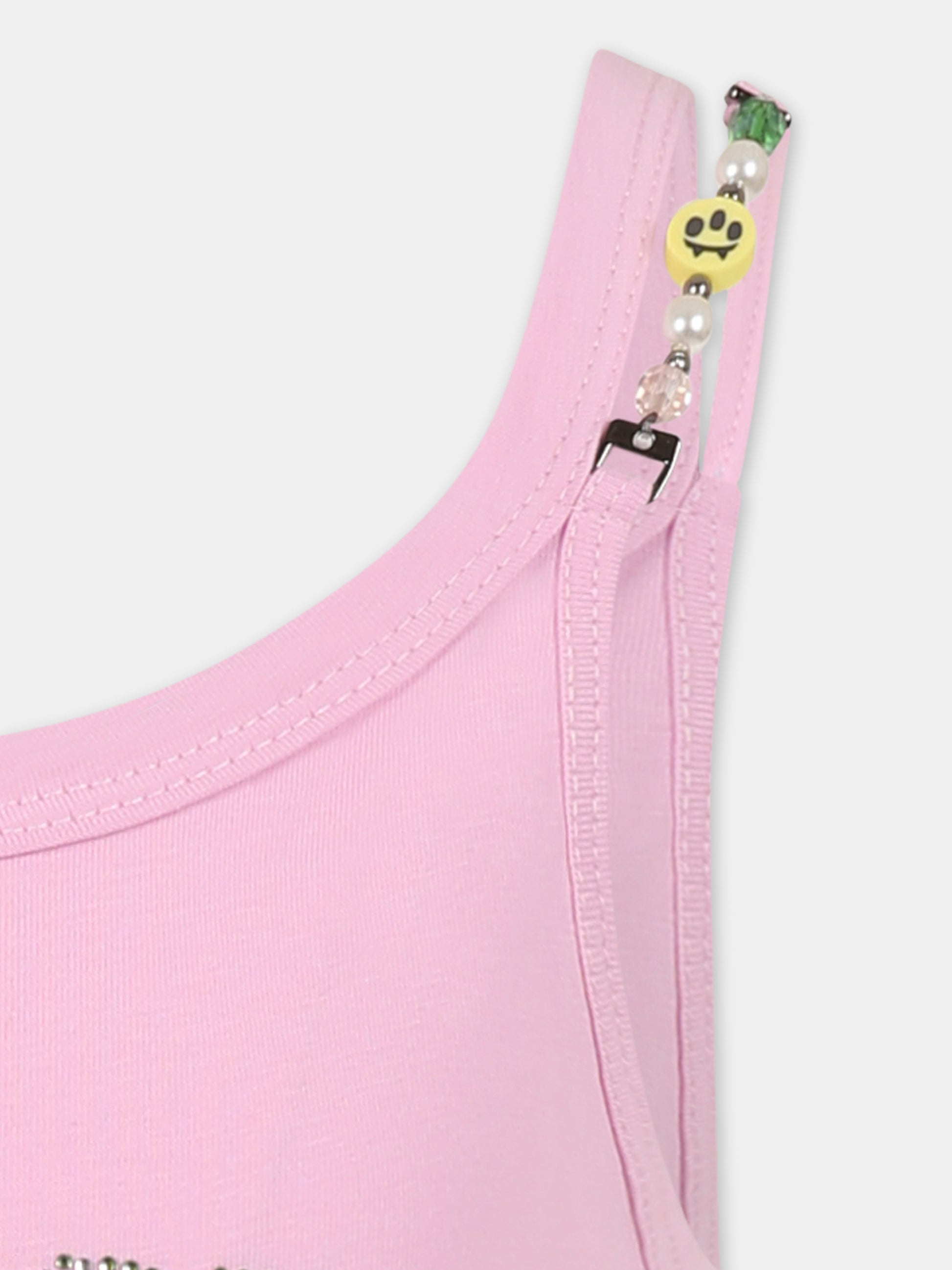 Canotta rosa per bambina con logo e strass,Barrow,S5BKJGTA103 BW014