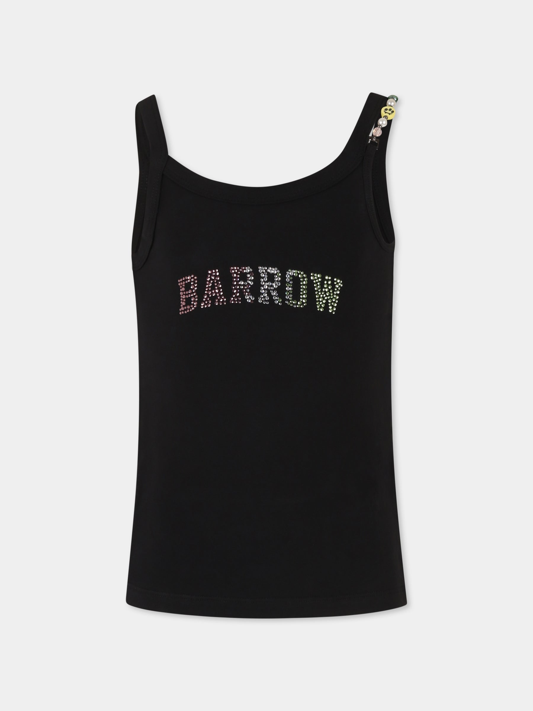 Canotta nera per bambina con logo e strass,Barrow,S5BKJGTA103 110