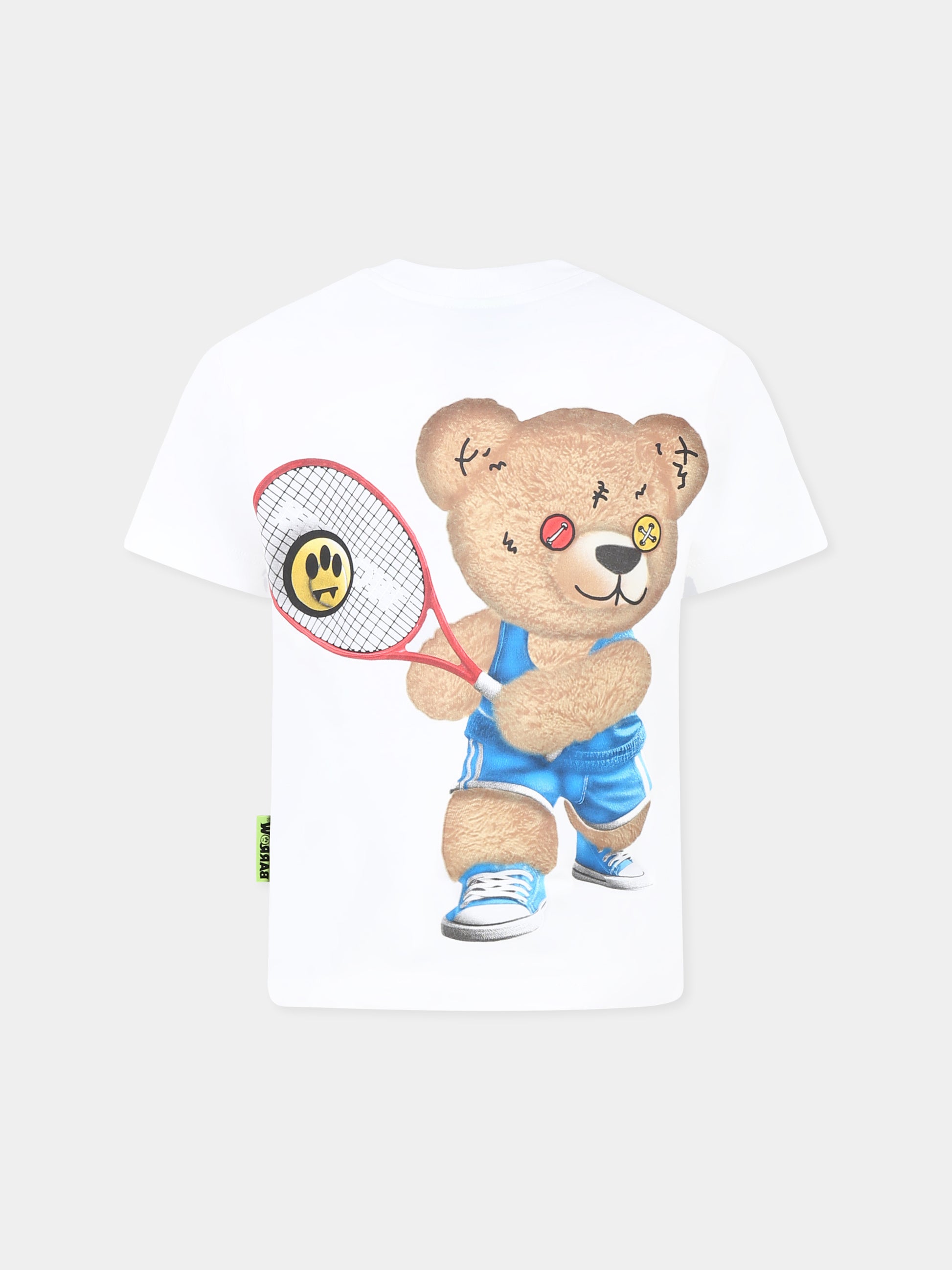 T-shirt bianca per bambina con logo e stampa Bear,Barrow,S5BKJGTH142 002