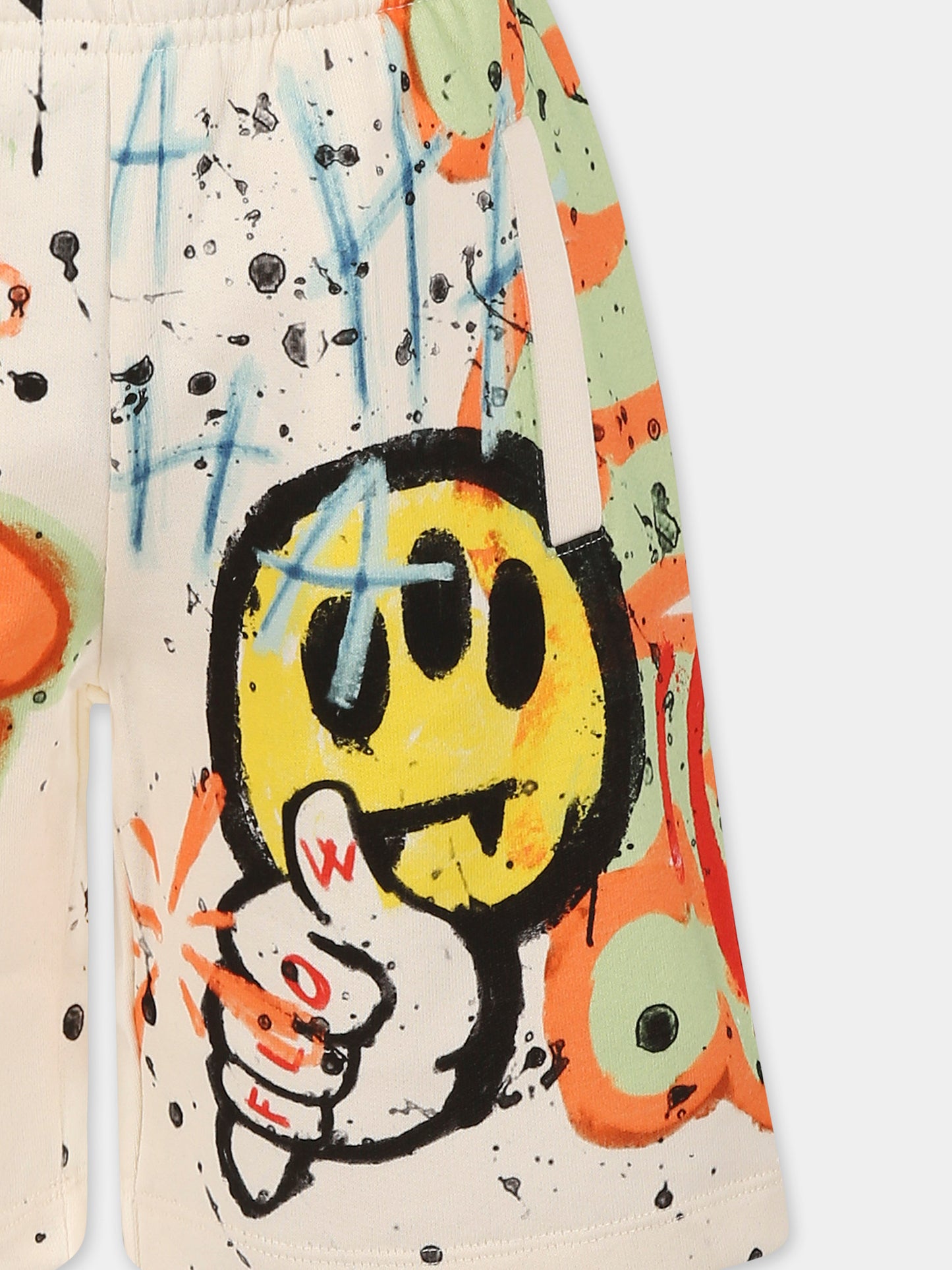 Shorts avorio per bambini con smile e logo,Barrow,S5BKJUBE066 013