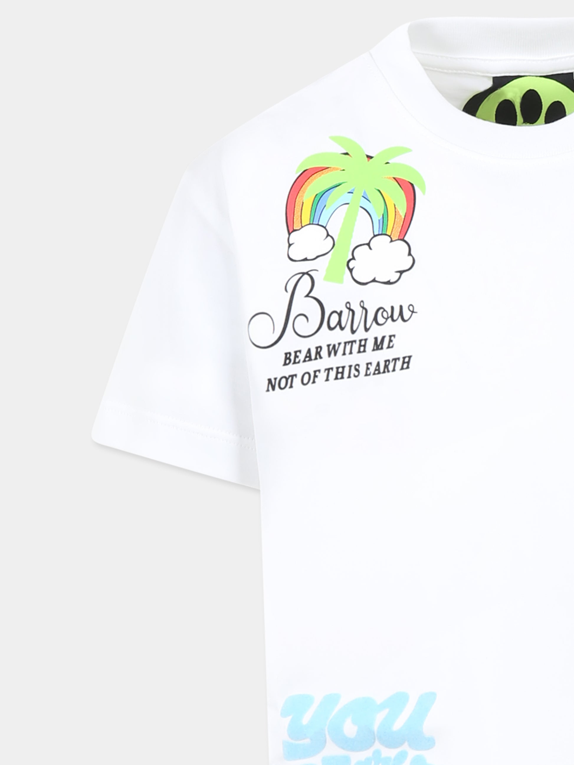 T-shirt bianca per bambini con smile e stampa Bear,Barrow,S5BKJUTH023 002